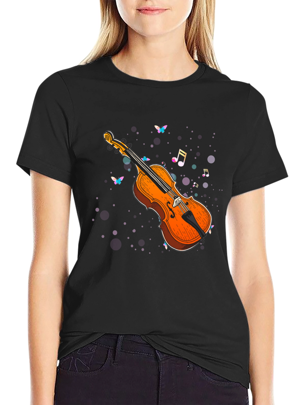 Violin Music Notes Graphic Tee