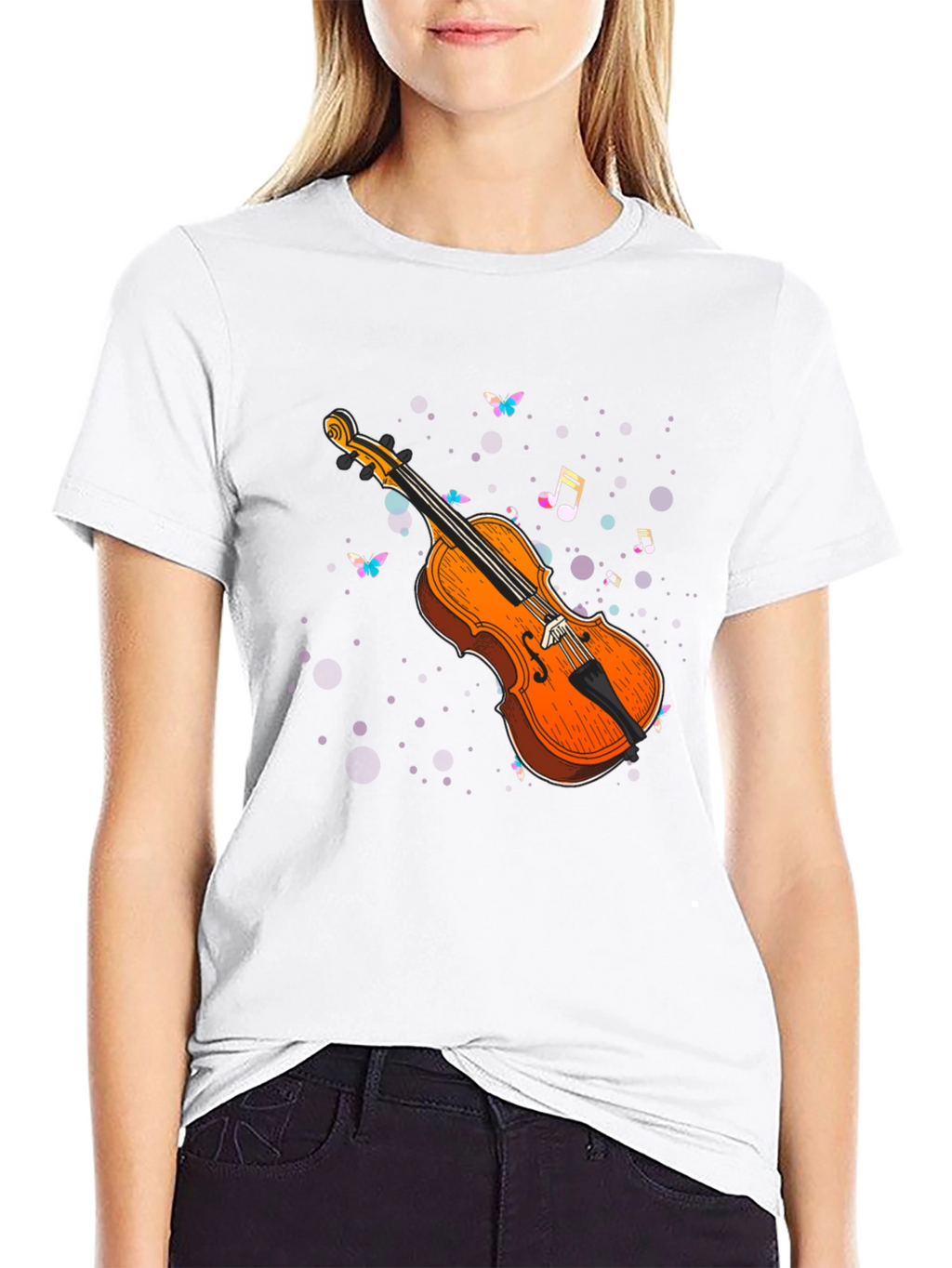 Violin Music Notes Graphic Tee
