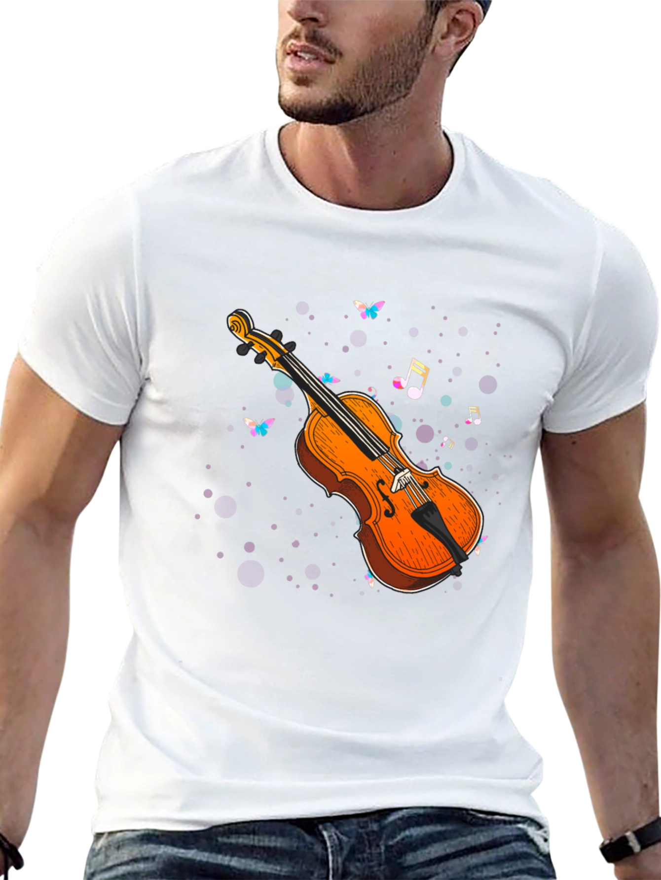 Violin Music Notes Graphic Tee