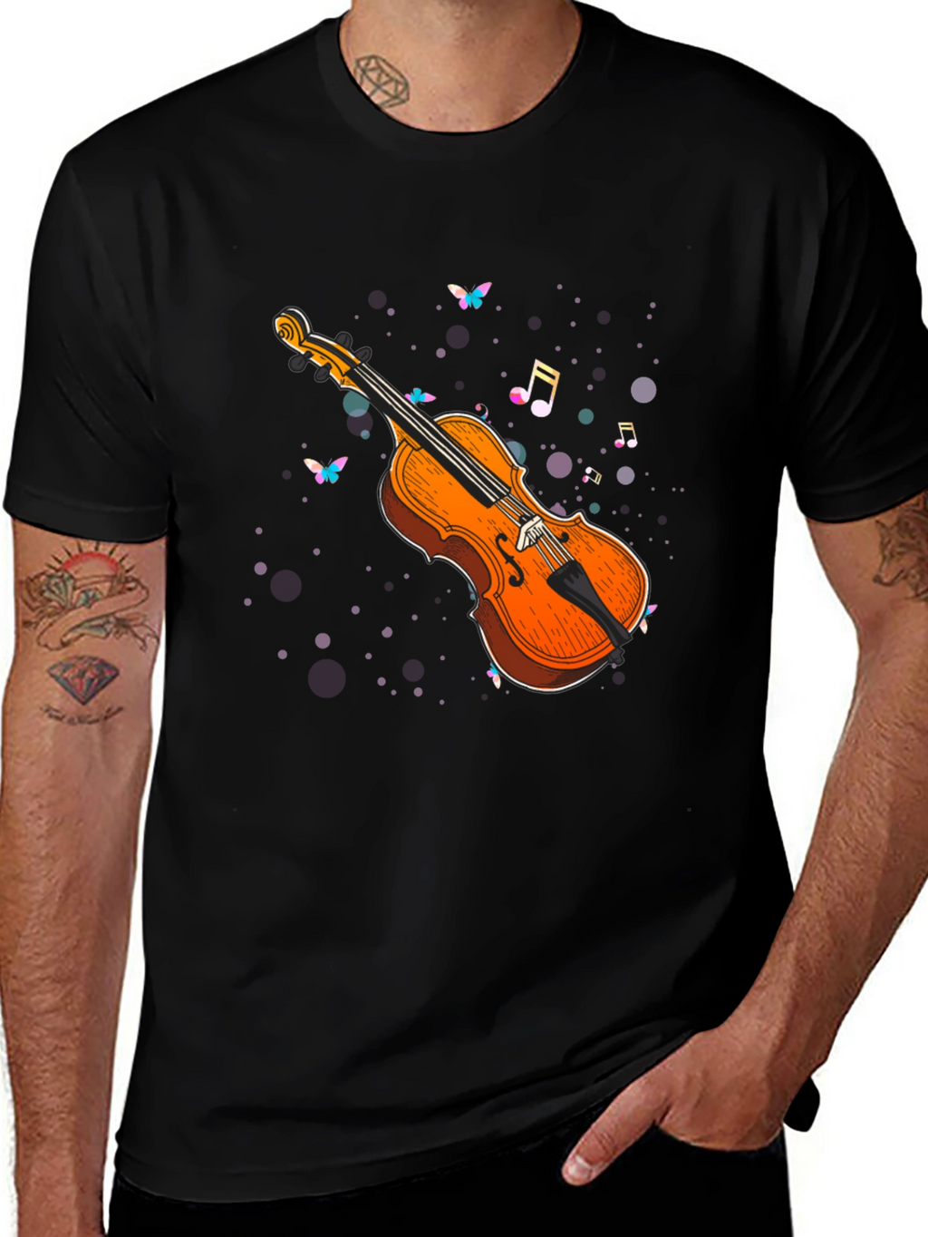 Violin Music Notes Graphic Tee
