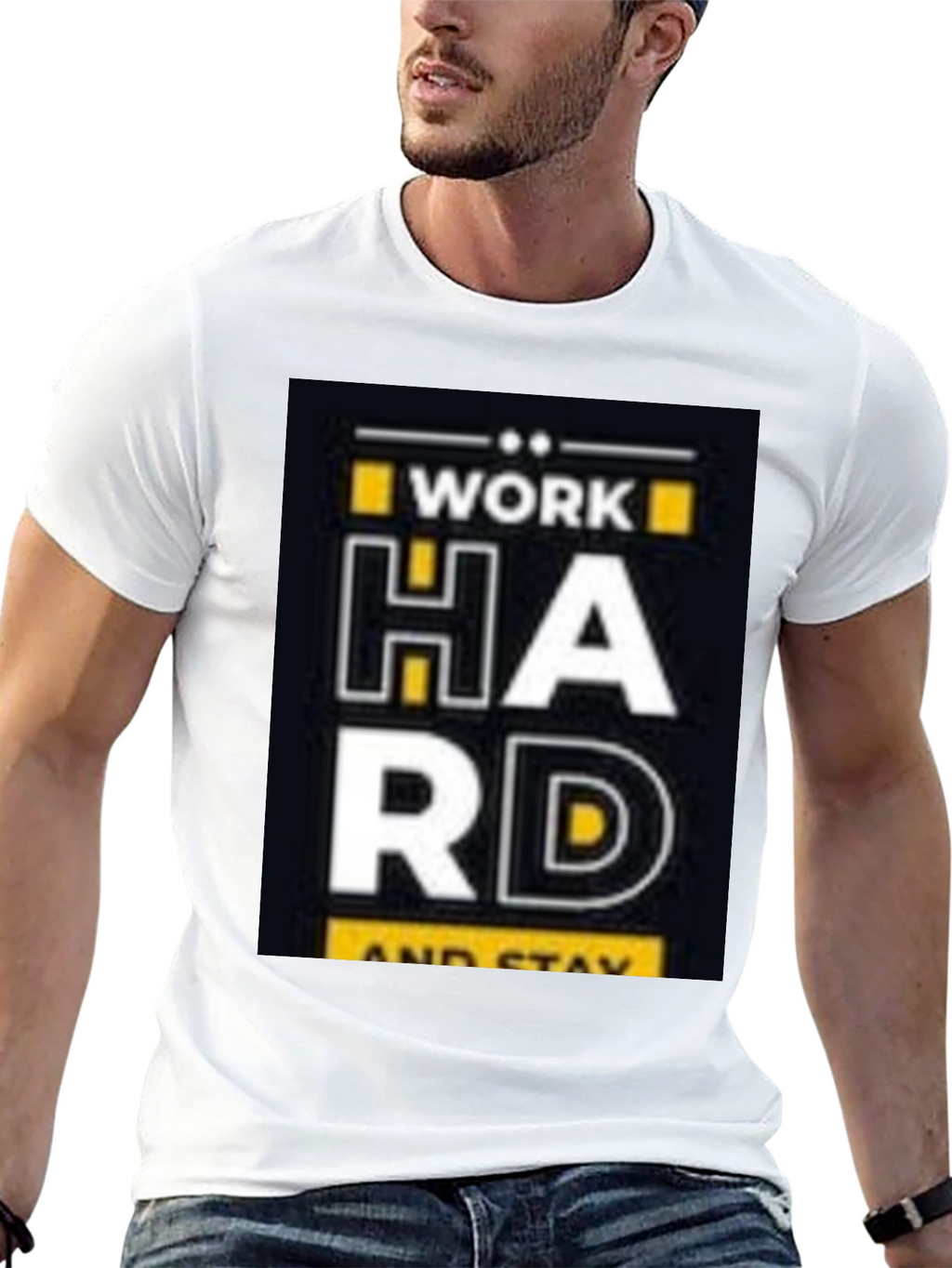 Work Hard Stay Positive Black Graphic Tee