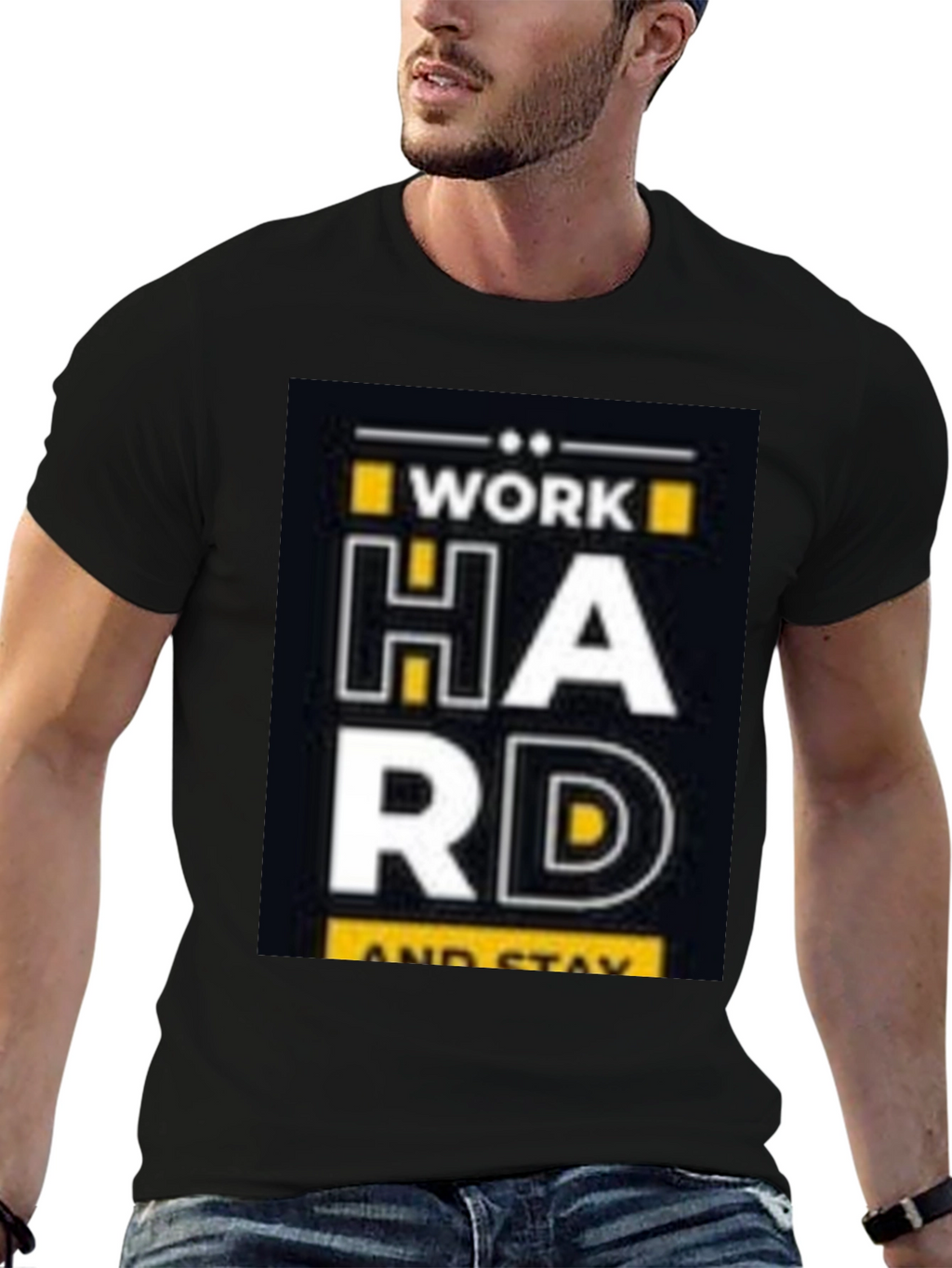 Work Hard Stay Positive Black Graphic Tee