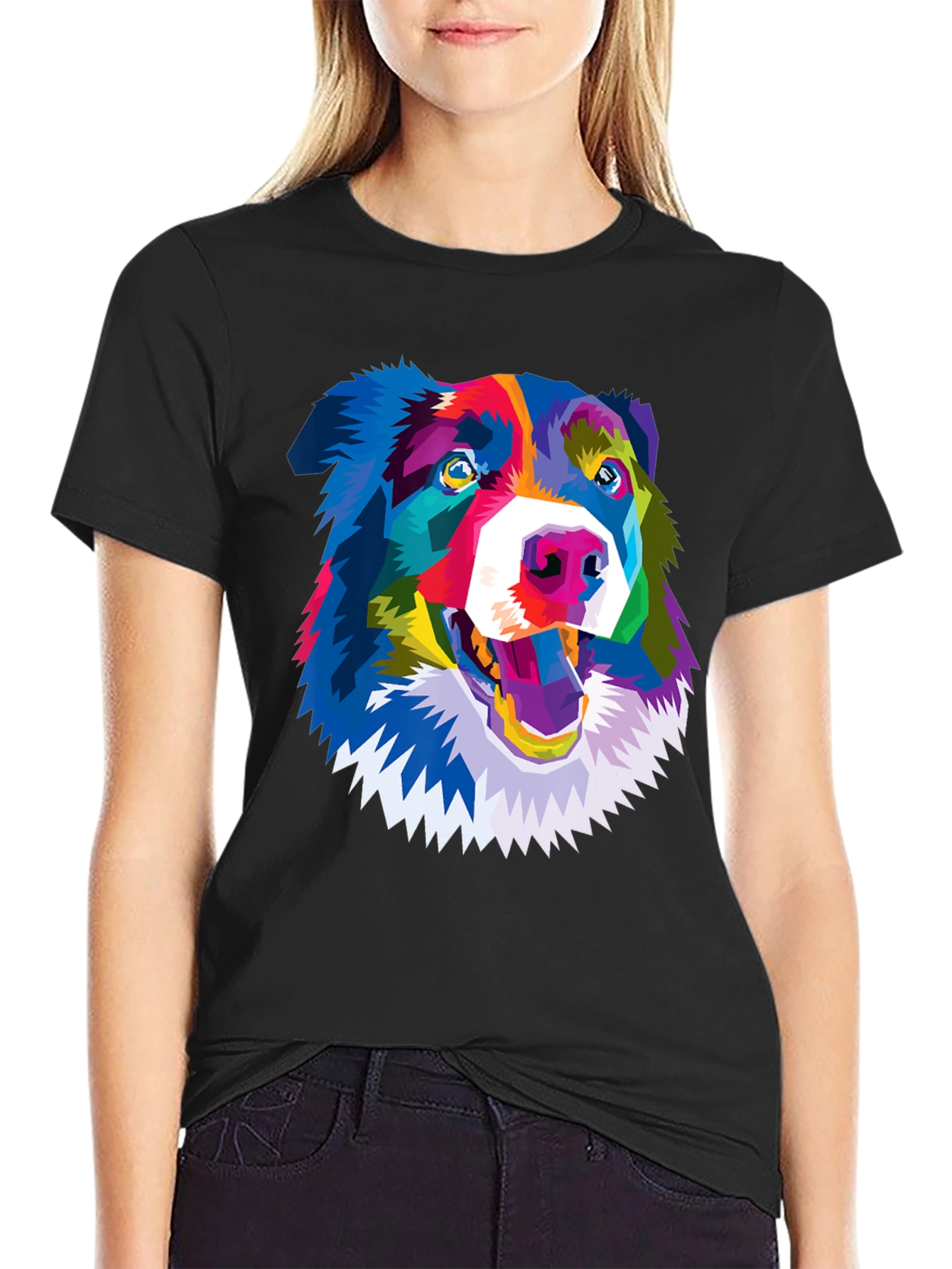 Colorful Dog Graphic T-Shirt - Fun Artistic Design