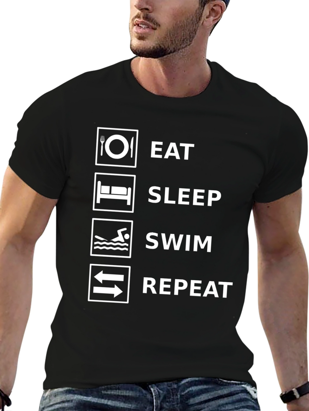 Eat Sleep Swim Repeat Graphic T-Shirt