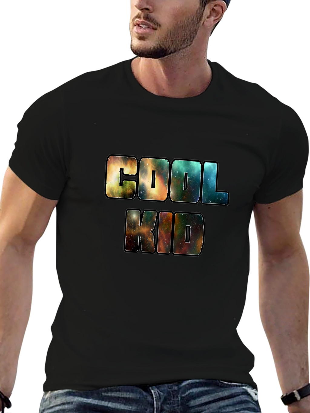 Cool Kid Galaxy Print Black T-Shirt