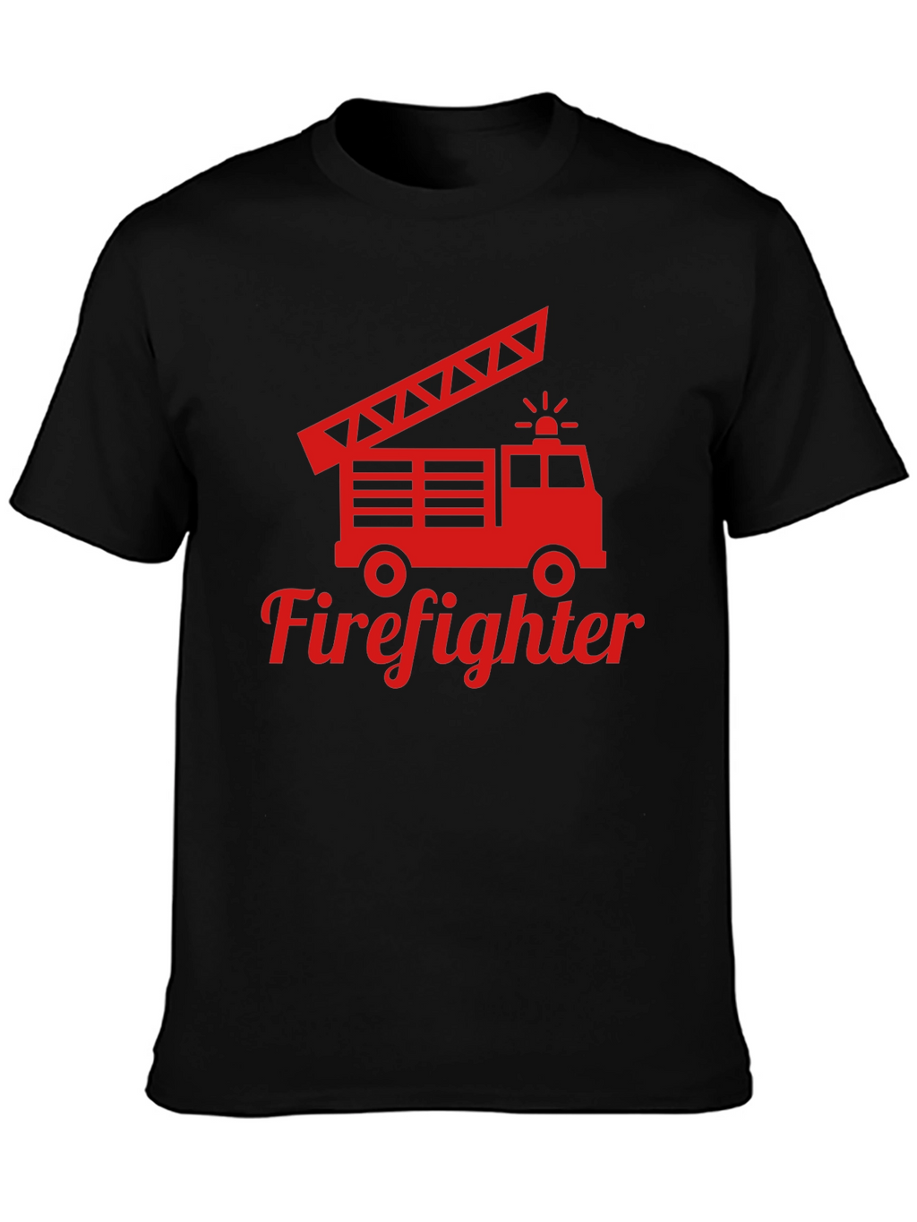Firefighter Truck Graphic Tee - Red Print on Black
