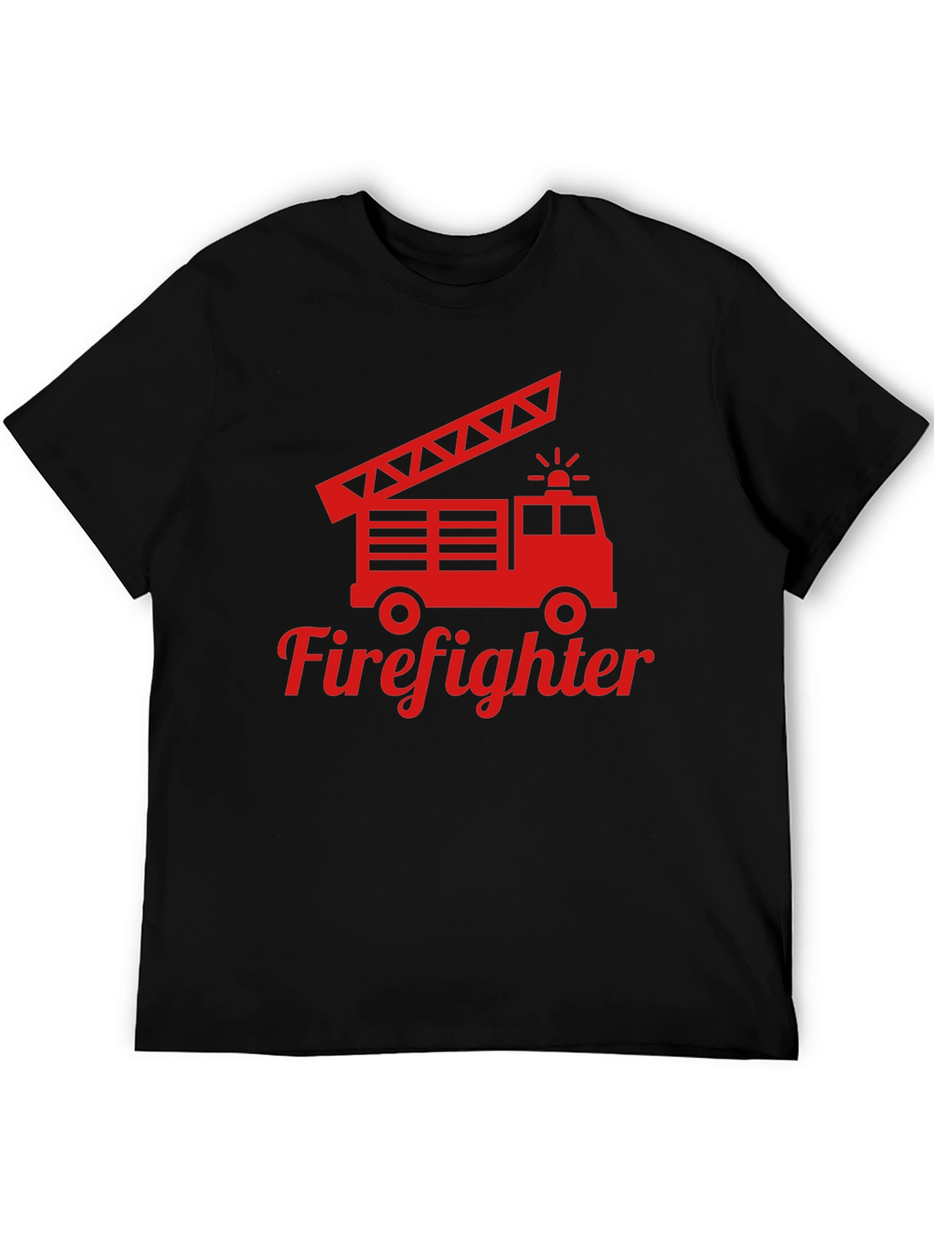 Firefighter Truck Graphic Tee - Red Print on Black