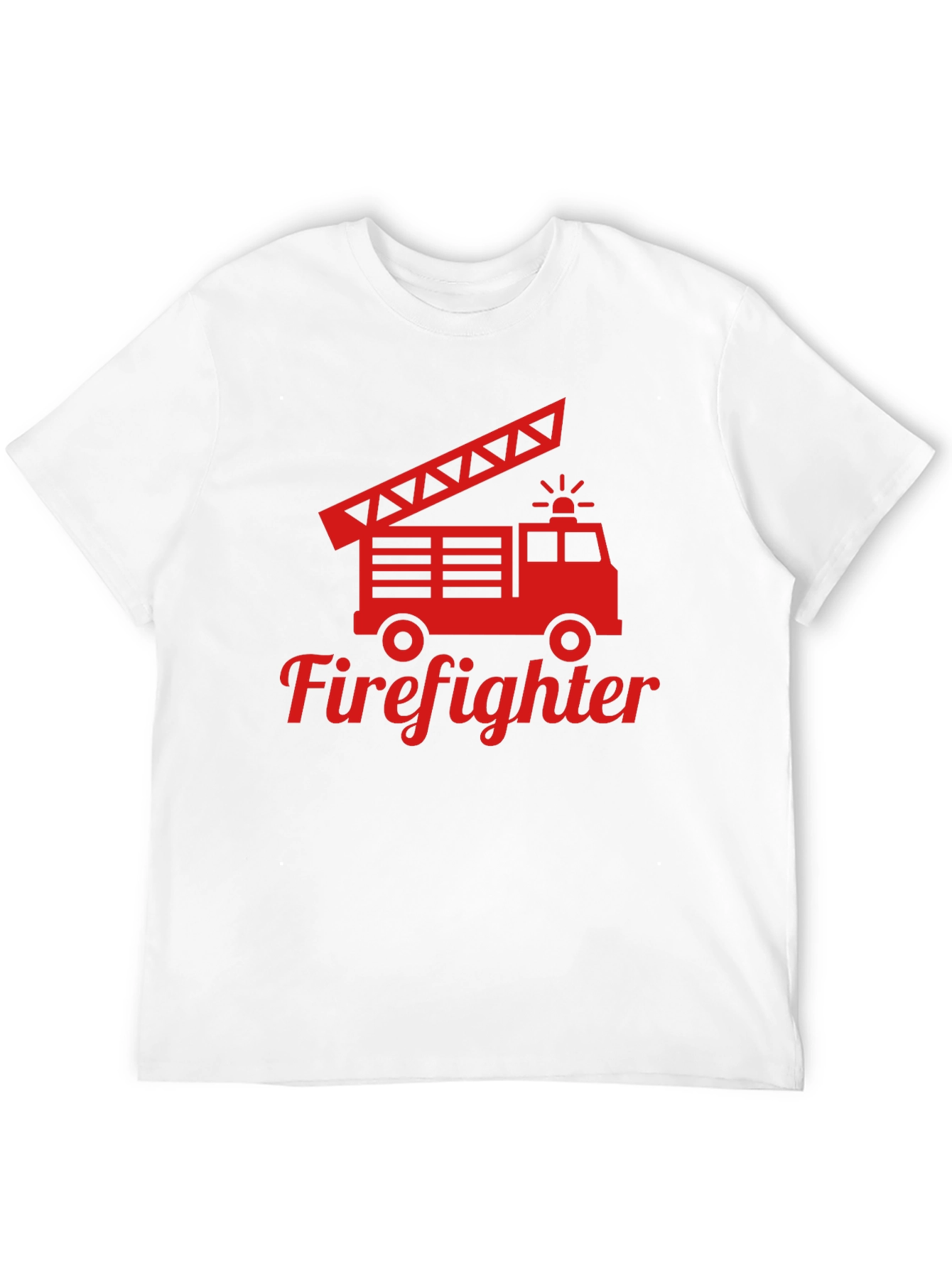 Firefighter Truck Graphic Tee - Red Print on Black