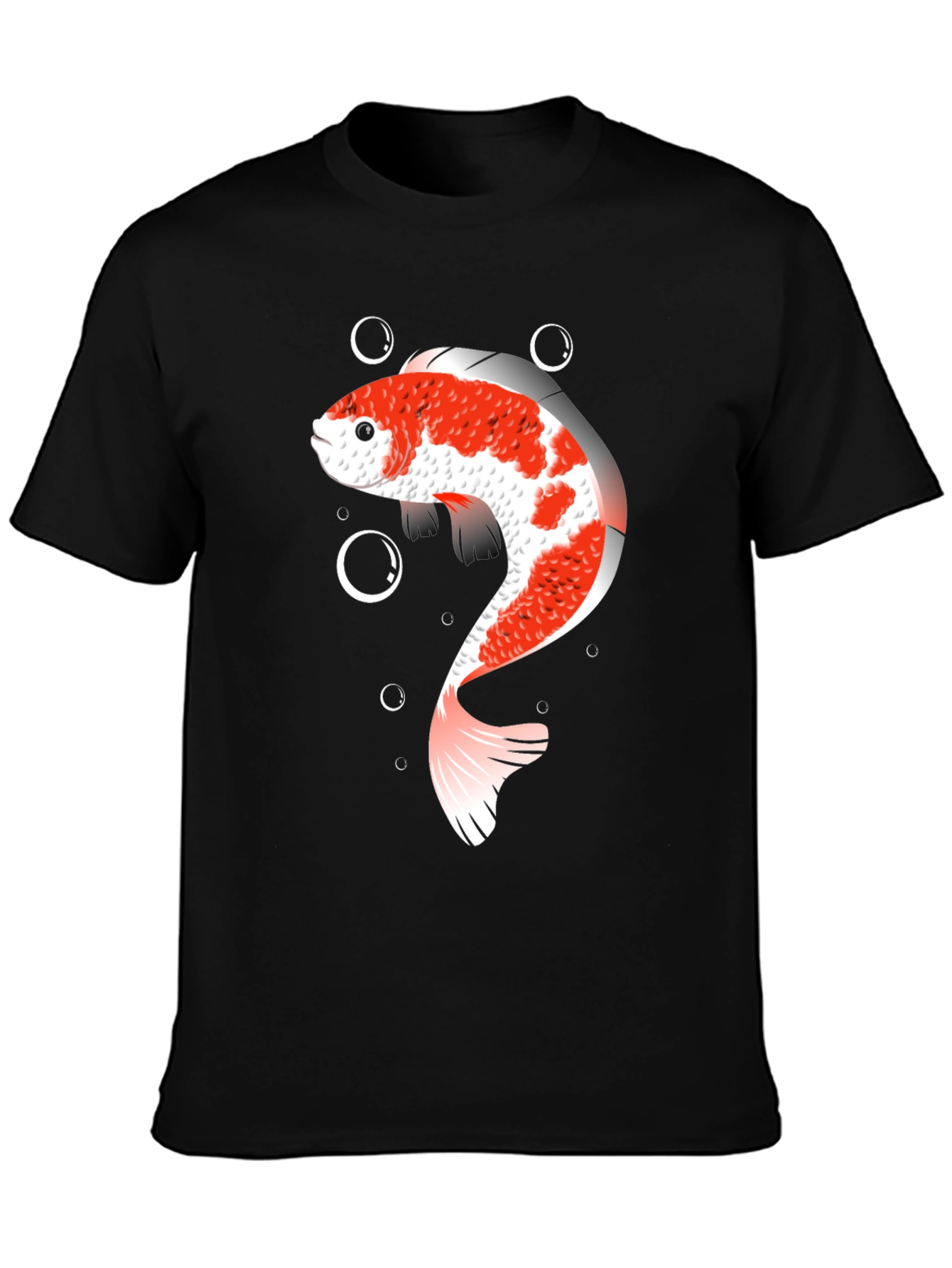 Koi Fish Graphic T-Shirt - Black Cotton Blend