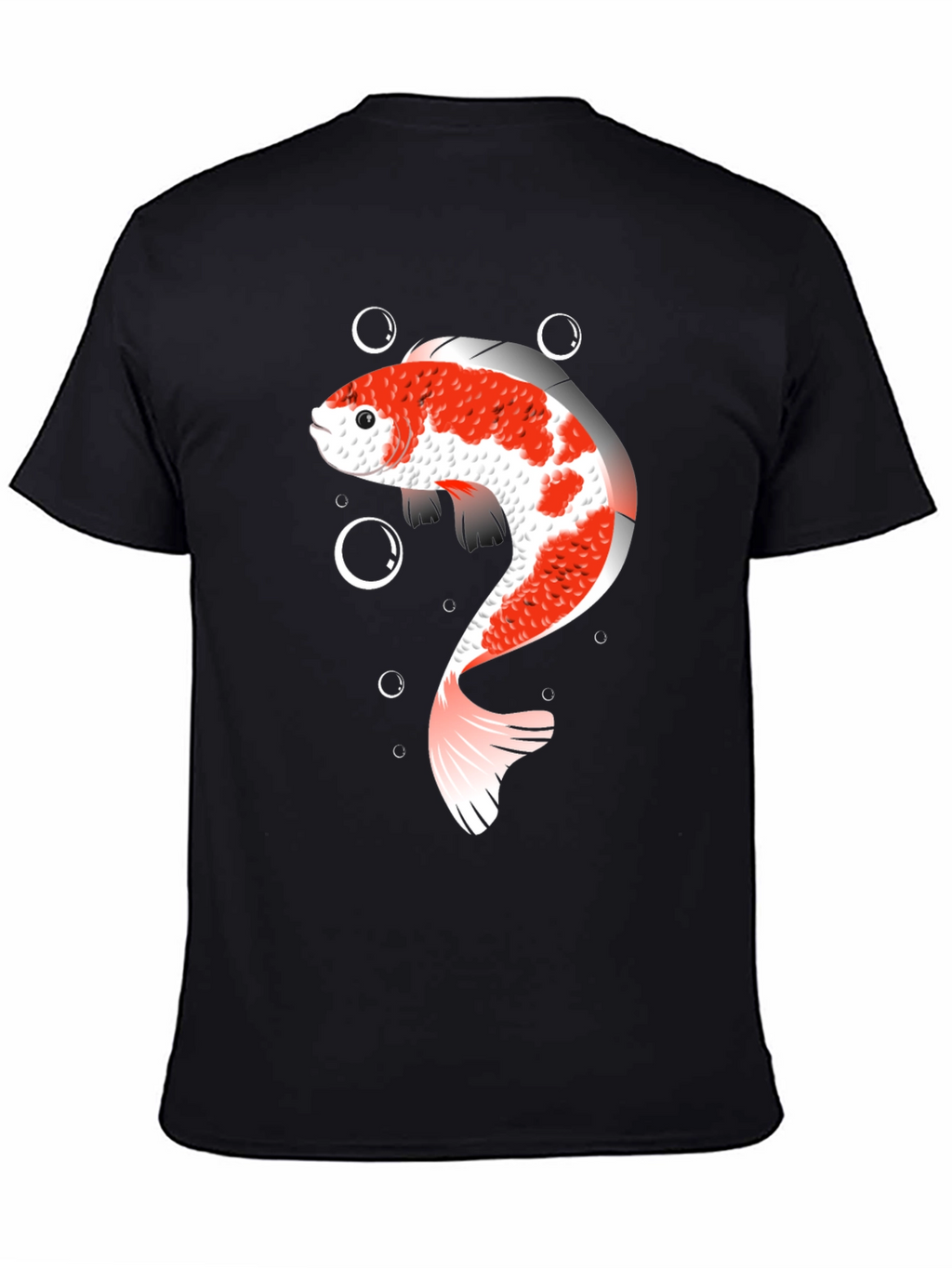 Koi Fish Graphic T-Shirt - Black Cotton Blend