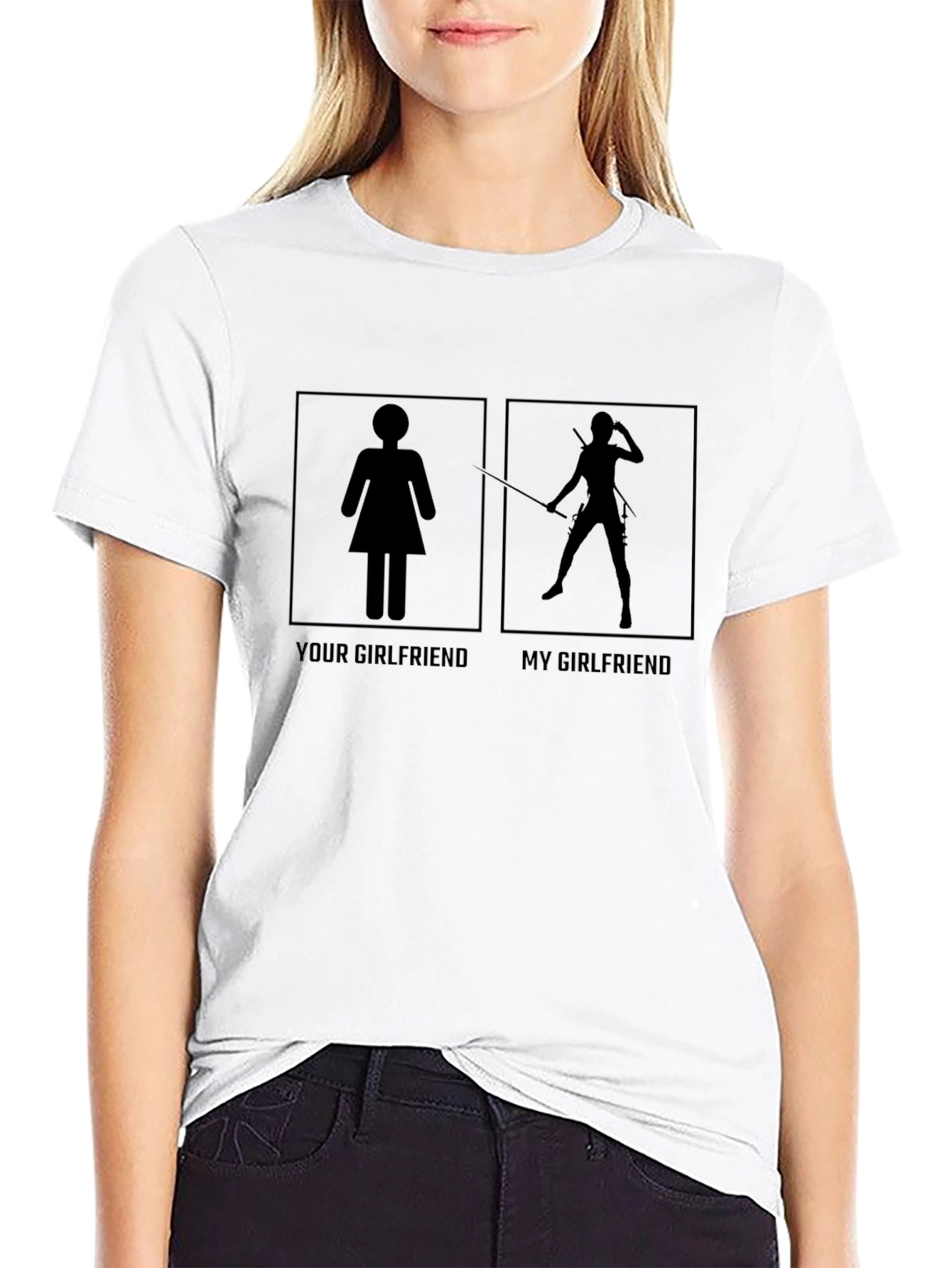 Funny My Girlfriend Graphic Tee - Black