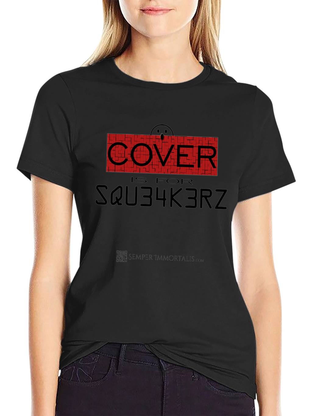 Humorous Cover is for SQU34K3RZ Black T-Shirt