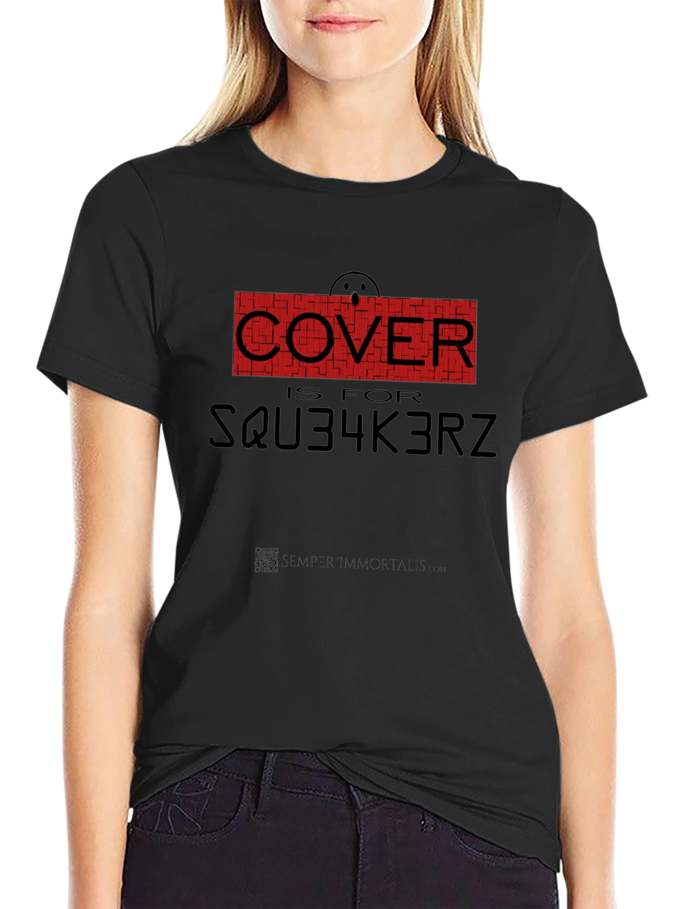 Humorous Cover is for SQU34K3RZ Black T-Shirt