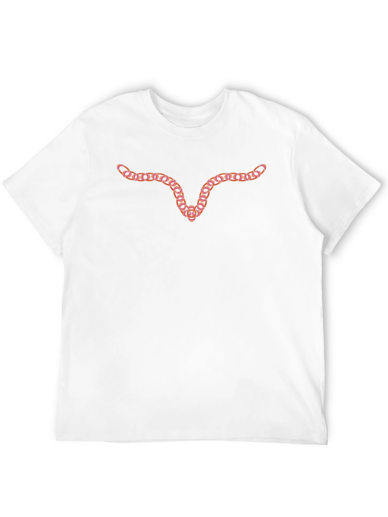 Mens Black T-Shirt with Steer Head Chain Design