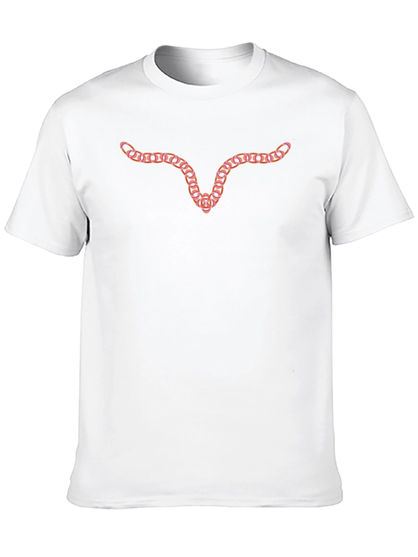 Mens Black T-Shirt with Steer Head Chain Design
