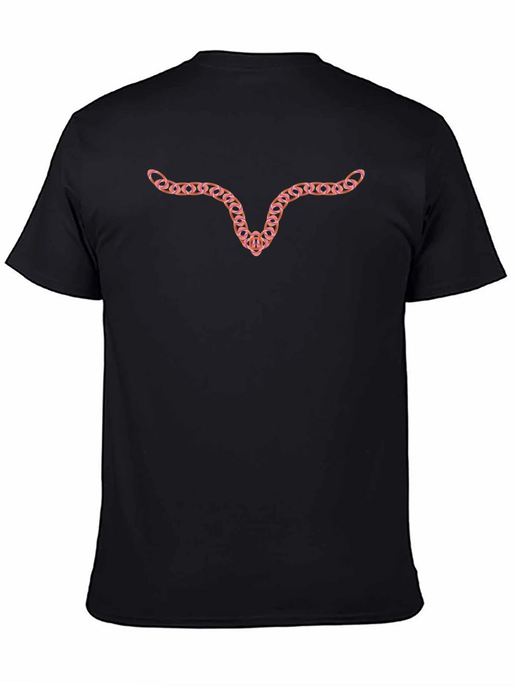 Mens Black T-Shirt with Steer Head Chain Design