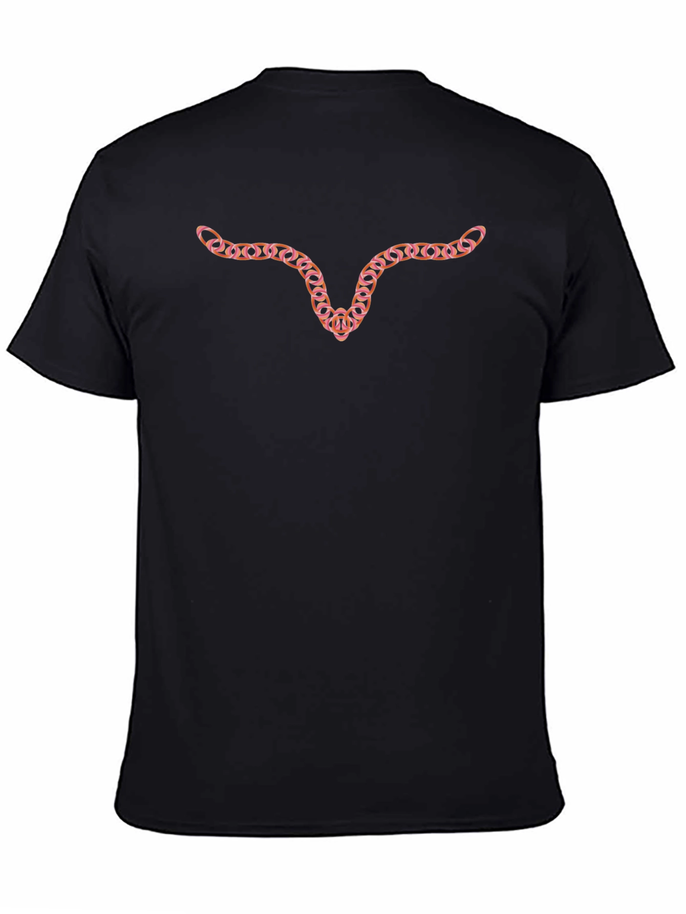 Mens Black T-Shirt with Steer Head Chain Design