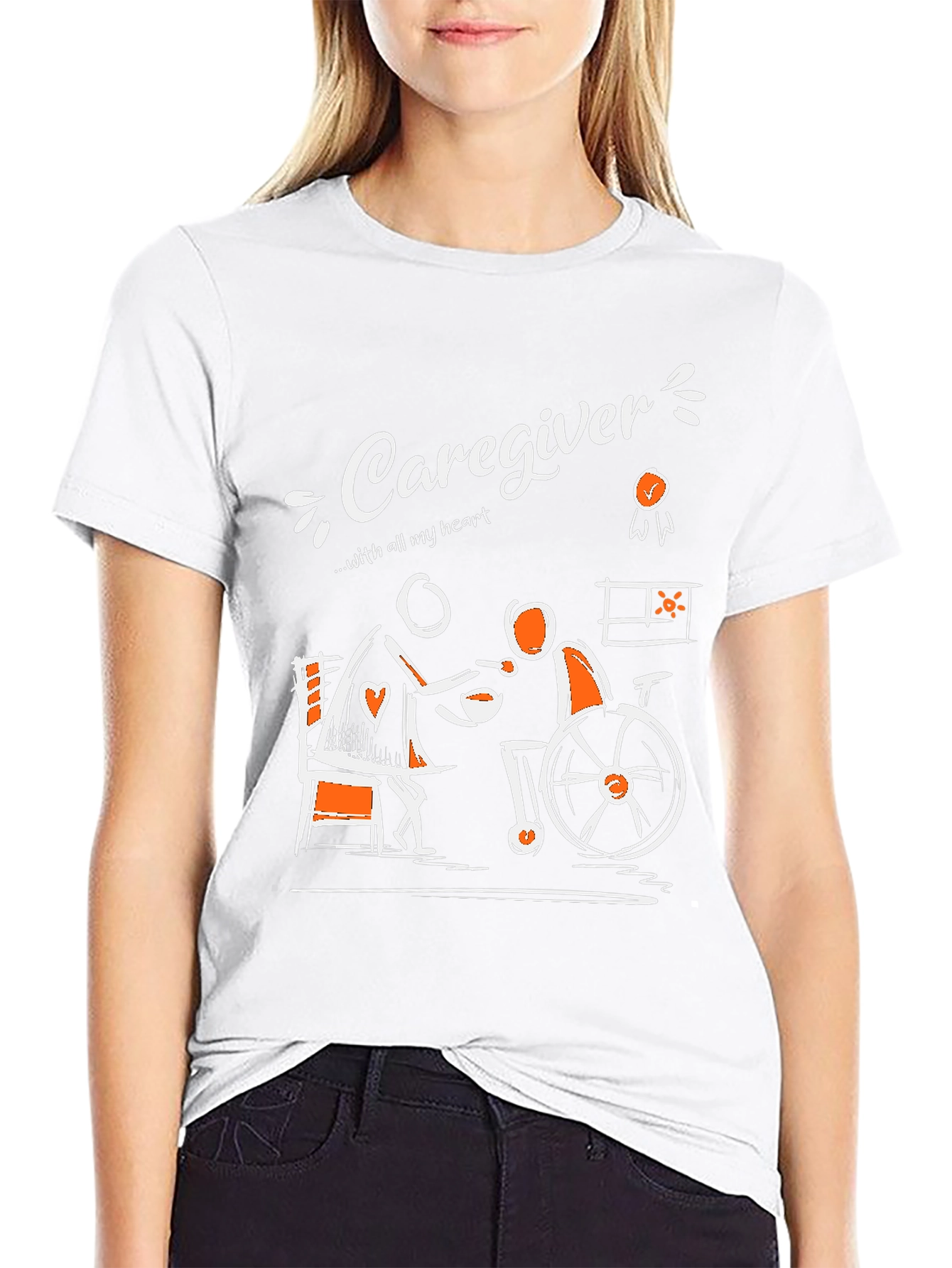Caregiver T-Shirt - With All My Heart Graphic Tee