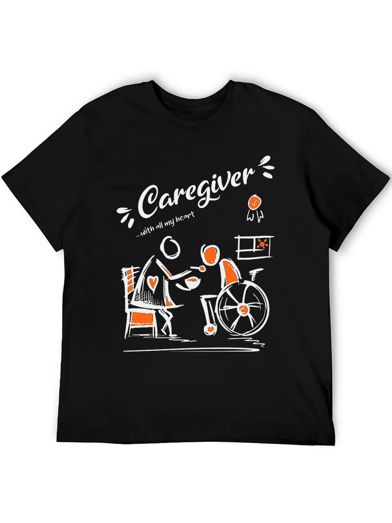 Caregiver T-Shirt - With All My Heart Graphic Tee