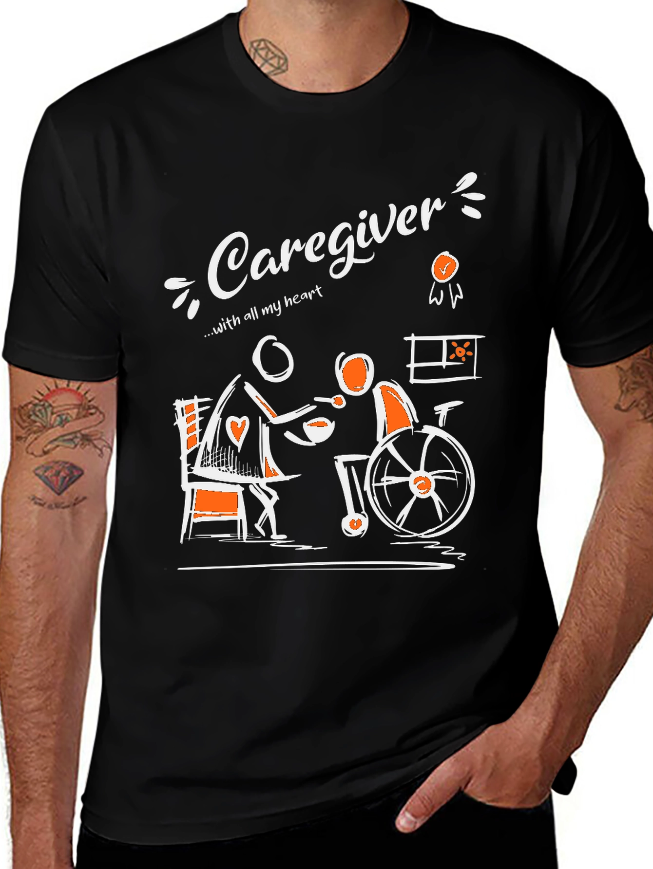 Caregiver T-Shirt - With All My Heart Graphic Tee