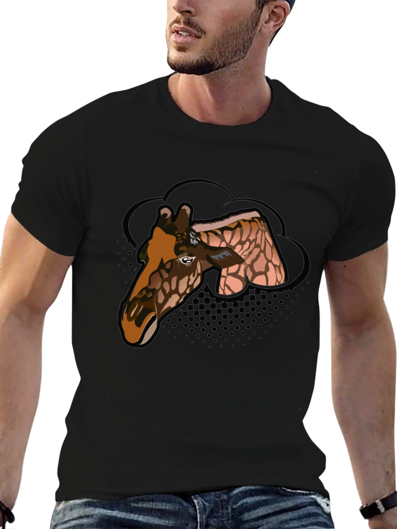 Giraffe Graphic Tee - Mens Black T-Shirt