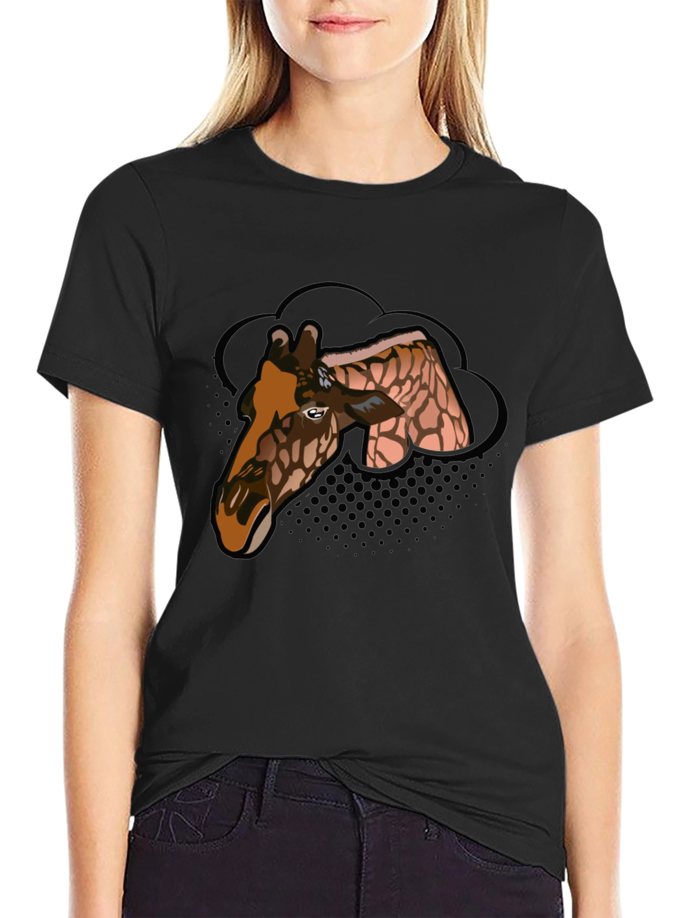 Giraffe Graphic Tee - Mens Black T-Shirt