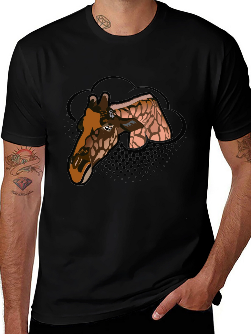 Giraffe Graphic Tee - Mens Black T-Shirt