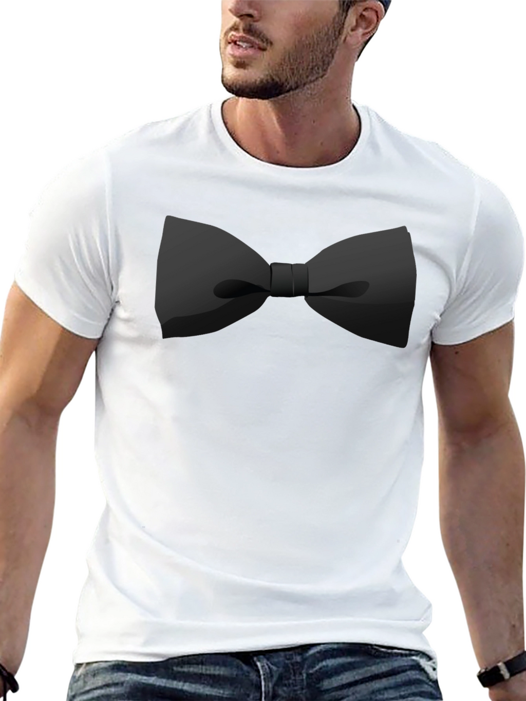 Black Bow Tie Graphic Tee - Stylish Casual Wear