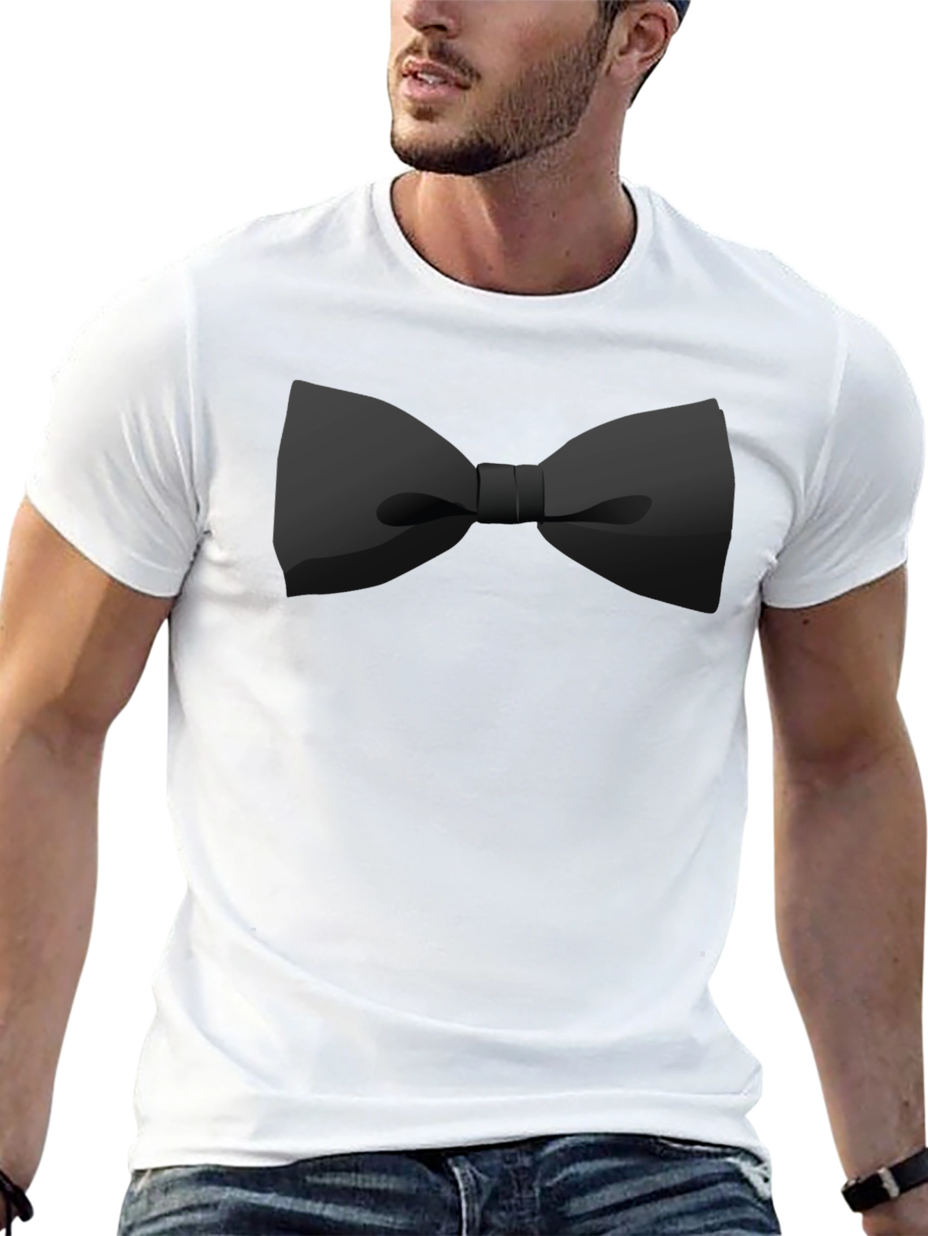 Black Bow Tie Graphic Tee - Stylish Casual Wear