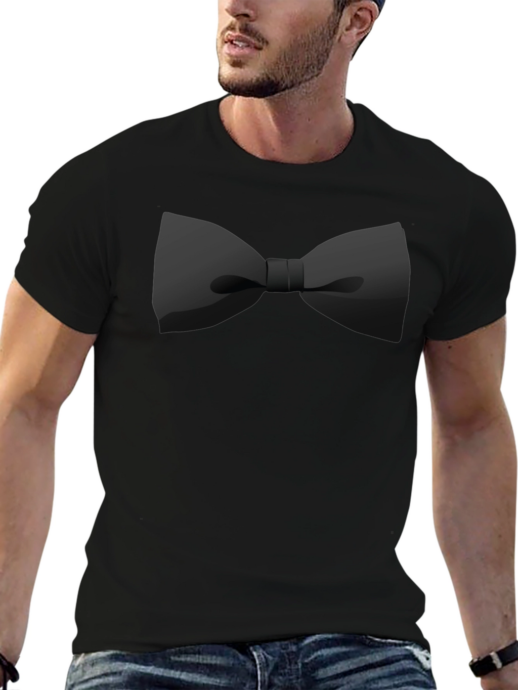 Black Bow Tie Graphic Tee - Stylish Casual Wear