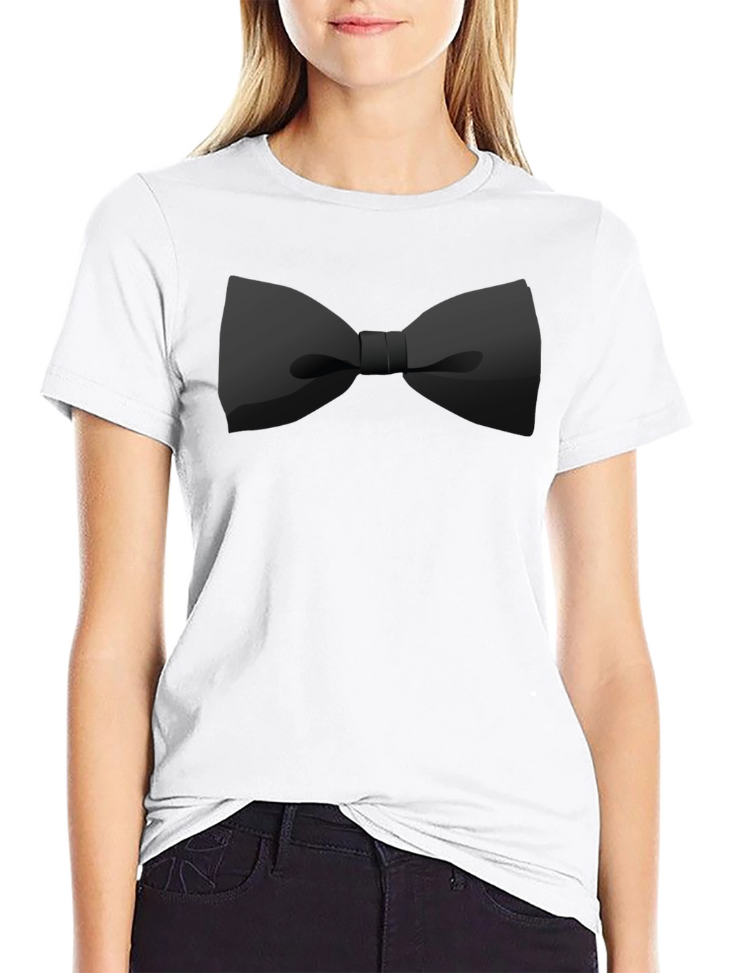 Black Bow Tie Graphic Tee - Stylish Casual Wear