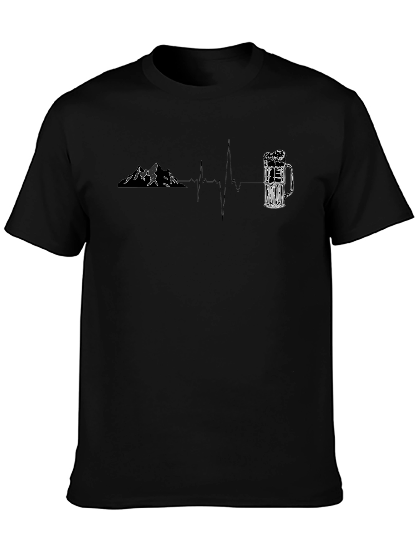 Mountain & Beer Lovers Heartbeat T-Shirt