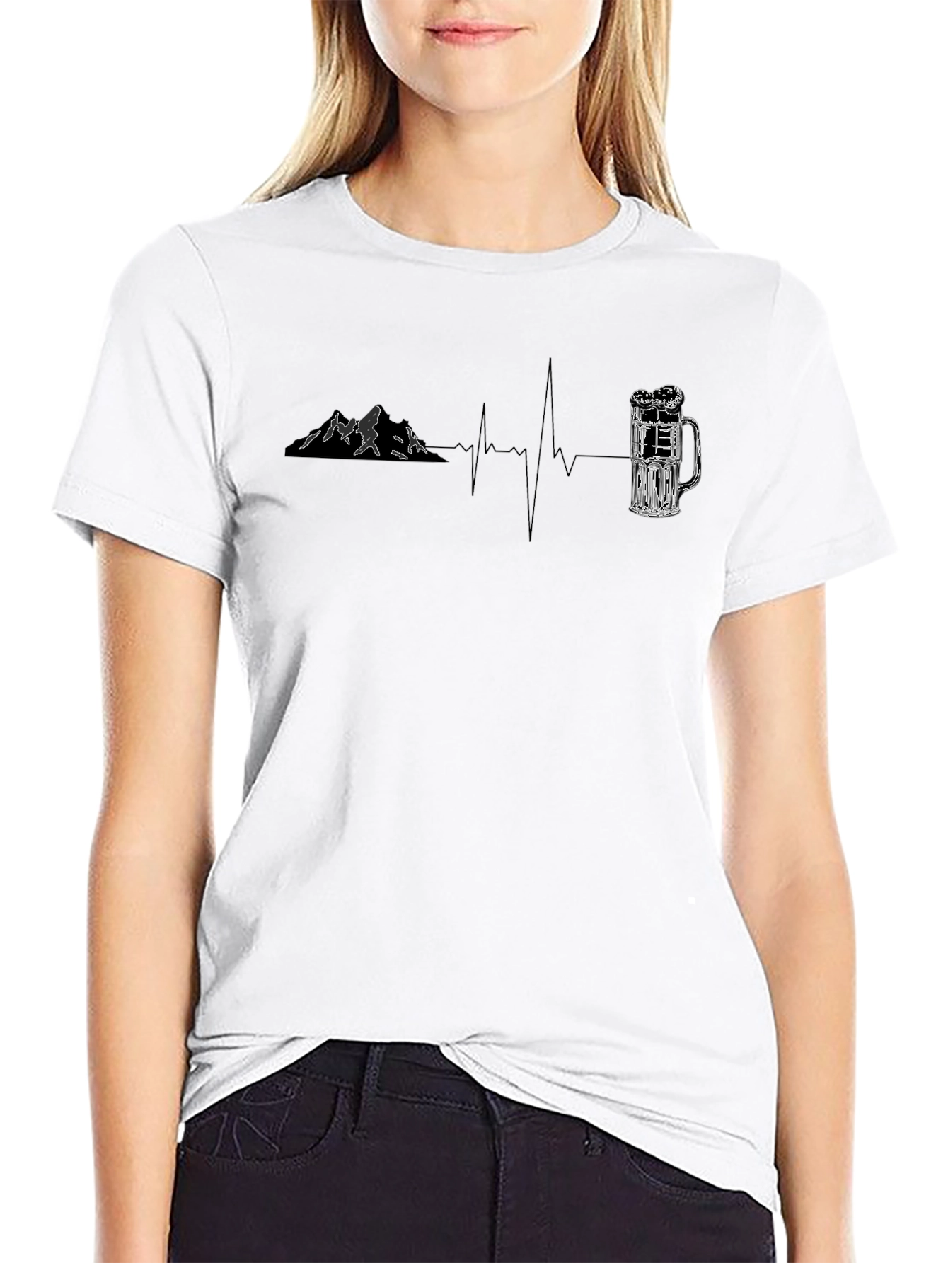 Mountain & Beer Lovers Heartbeat T-Shirt