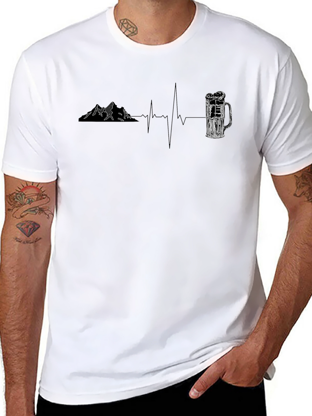 Mountain & Beer Lovers Heartbeat T-Shirt