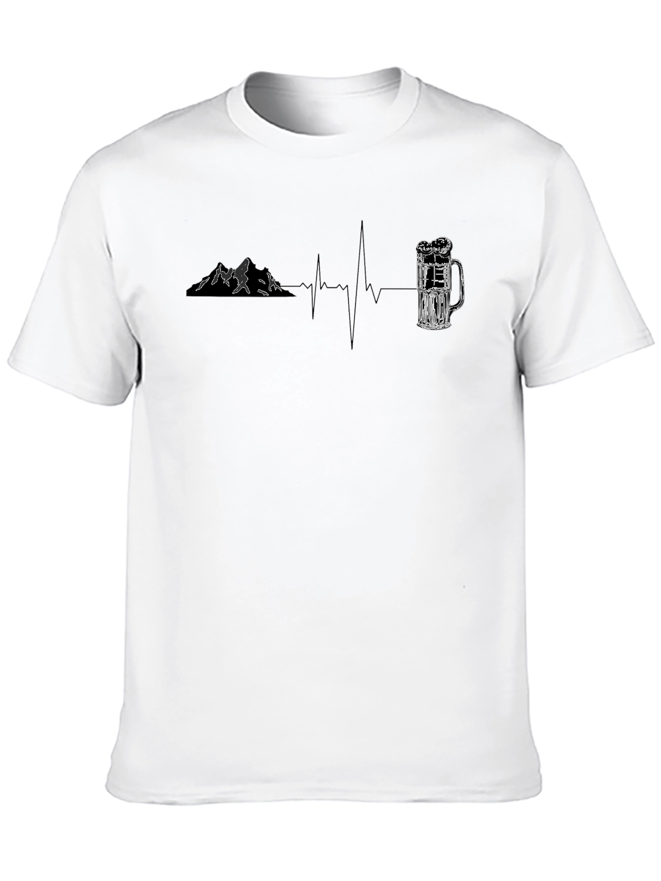 Mountain & Beer Lovers Heartbeat T-Shirt