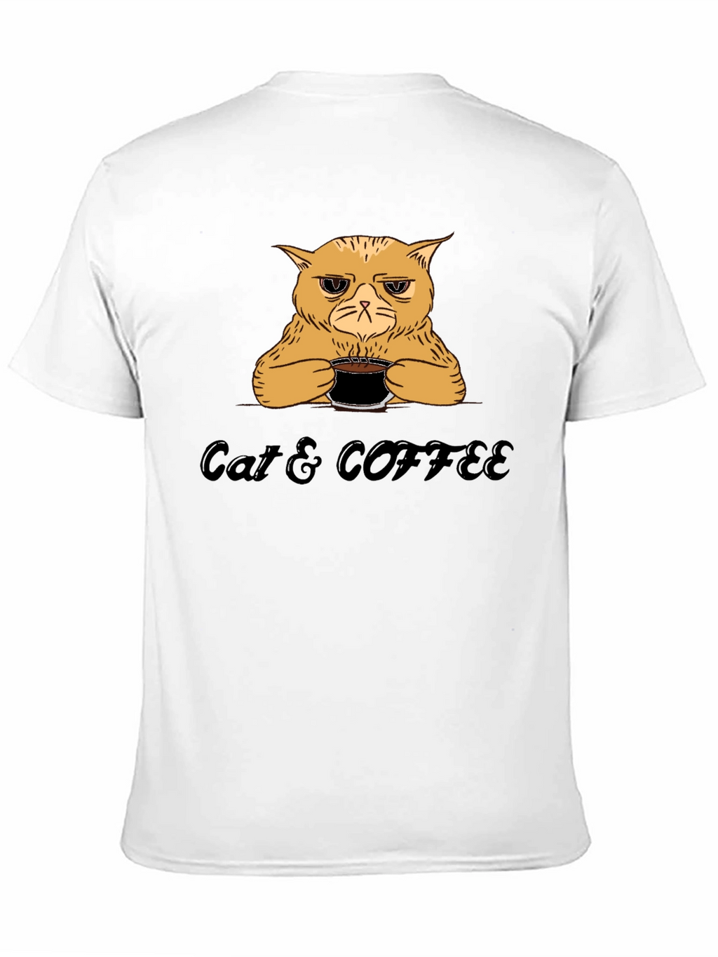 Cat & Coffee Graphic T-Shirt - Funny Novelty Tee