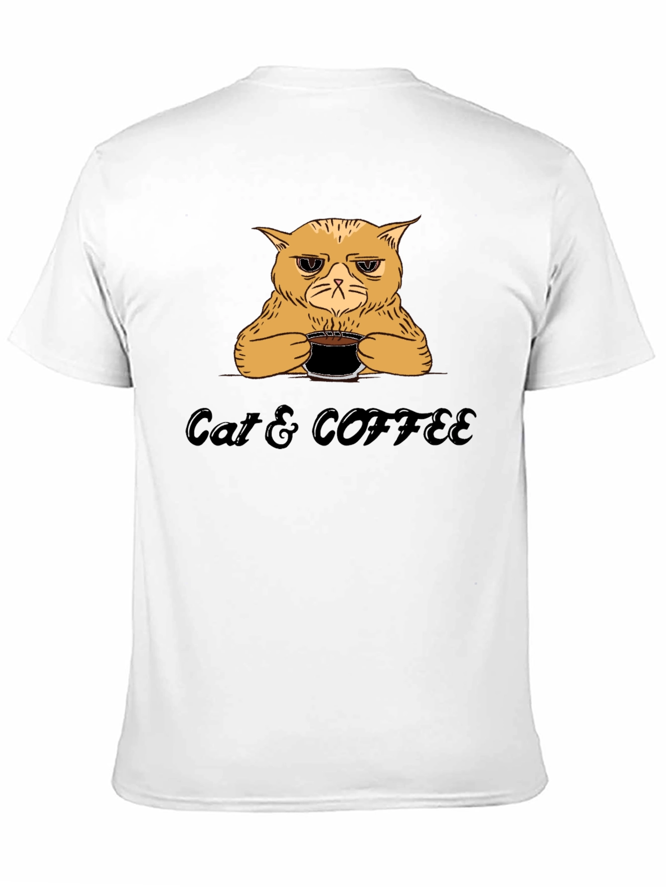 Cat & Coffee Graphic T-Shirt - Funny Novelty Tee