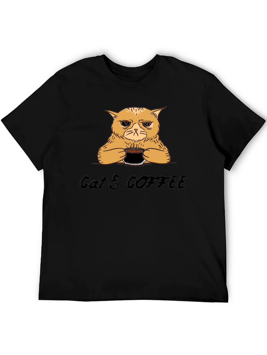 Cat & Coffee Graphic T-Shirt - Funny Novelty Tee