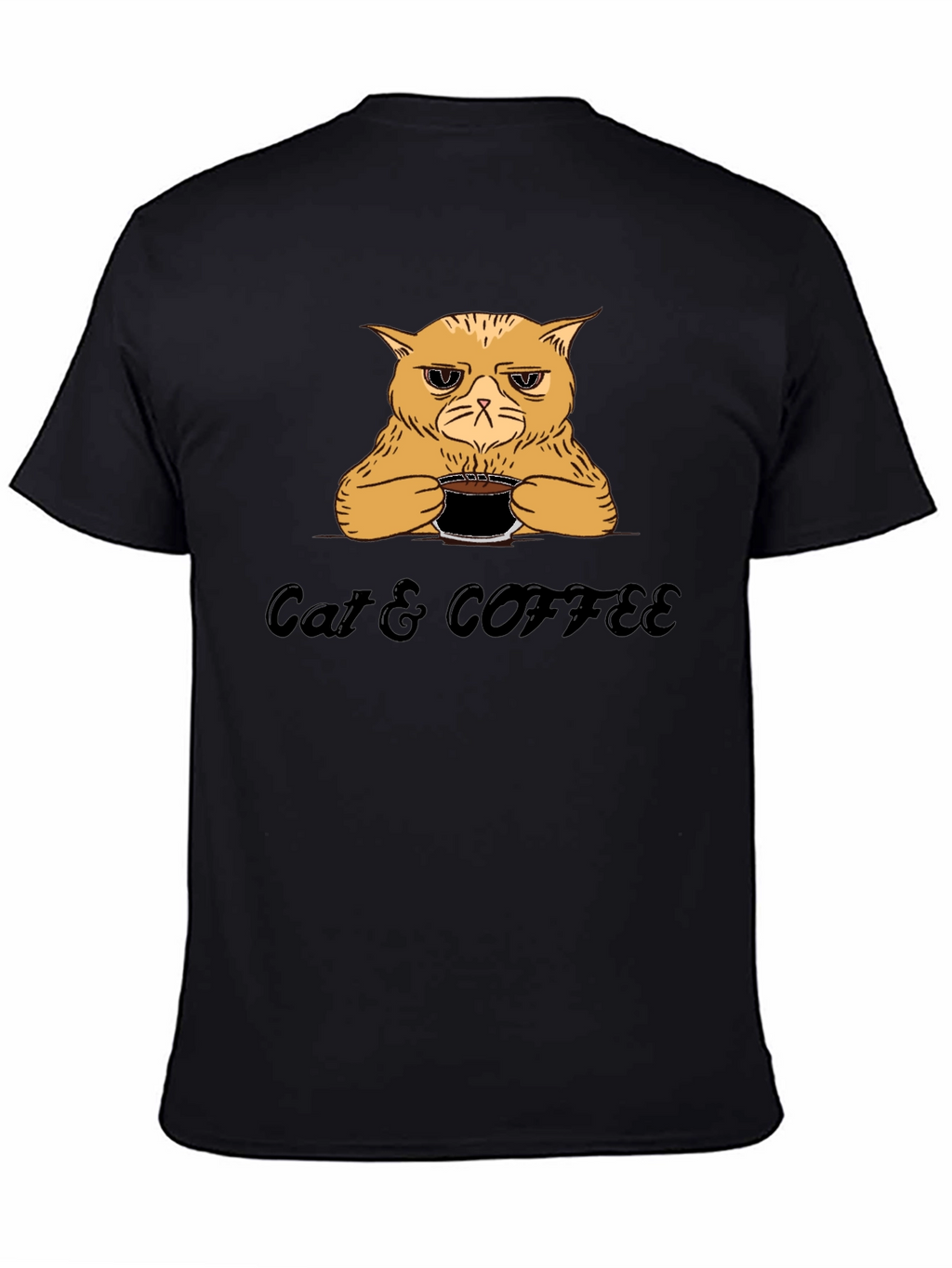 Cat & Coffee Graphic T-Shirt - Funny Novelty Tee