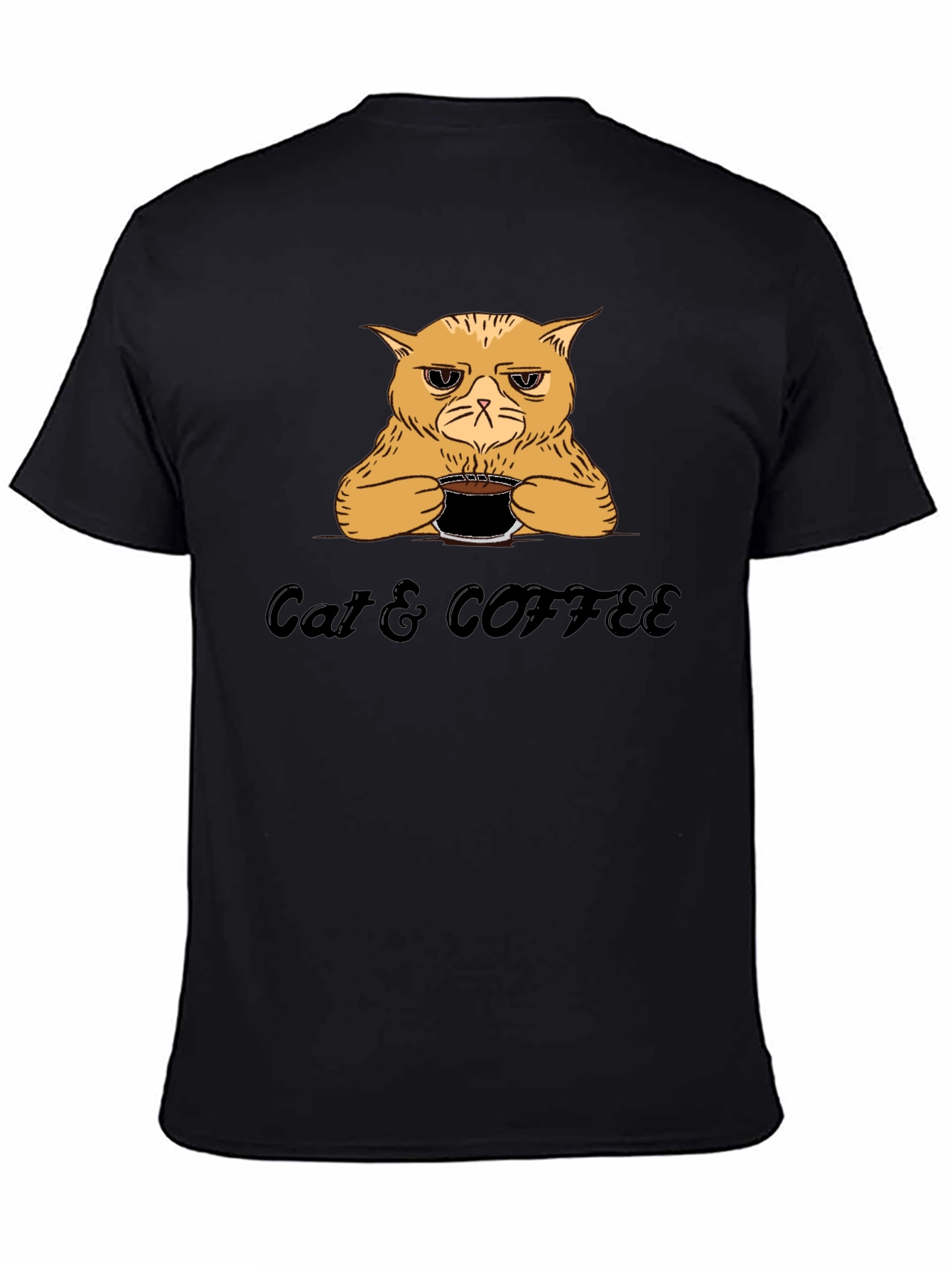 Cat & Coffee Graphic T-Shirt - Funny Novelty Tee