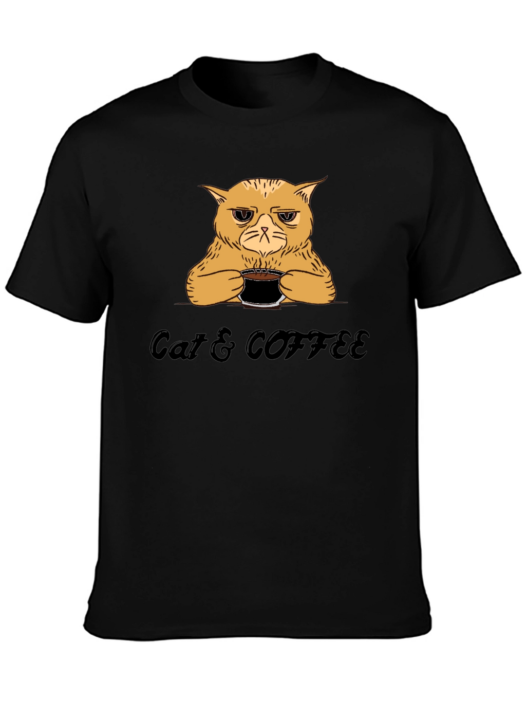 Cat & Coffee Graphic T-Shirt - Funny Novelty Tee
