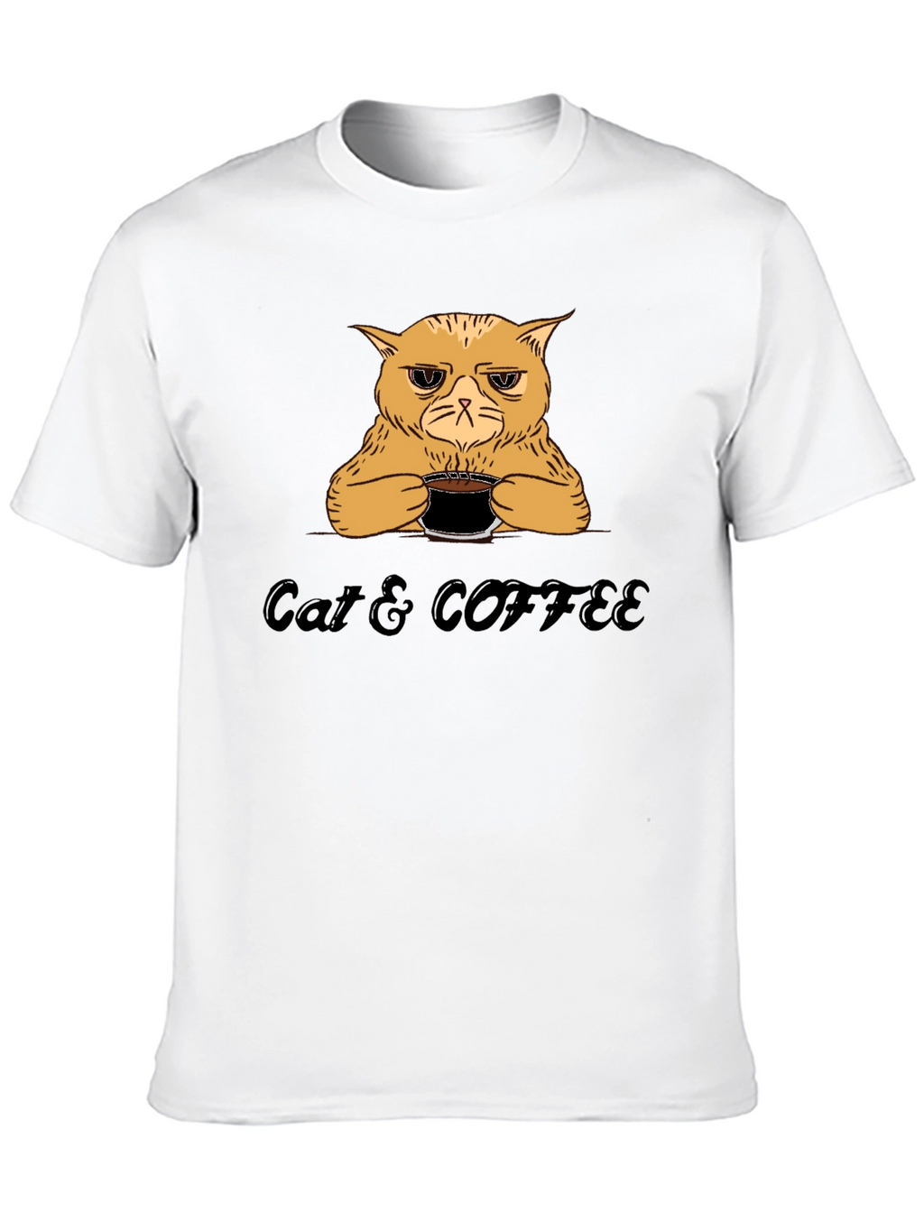 Cat & Coffee Graphic T-Shirt - Funny Novelty Tee