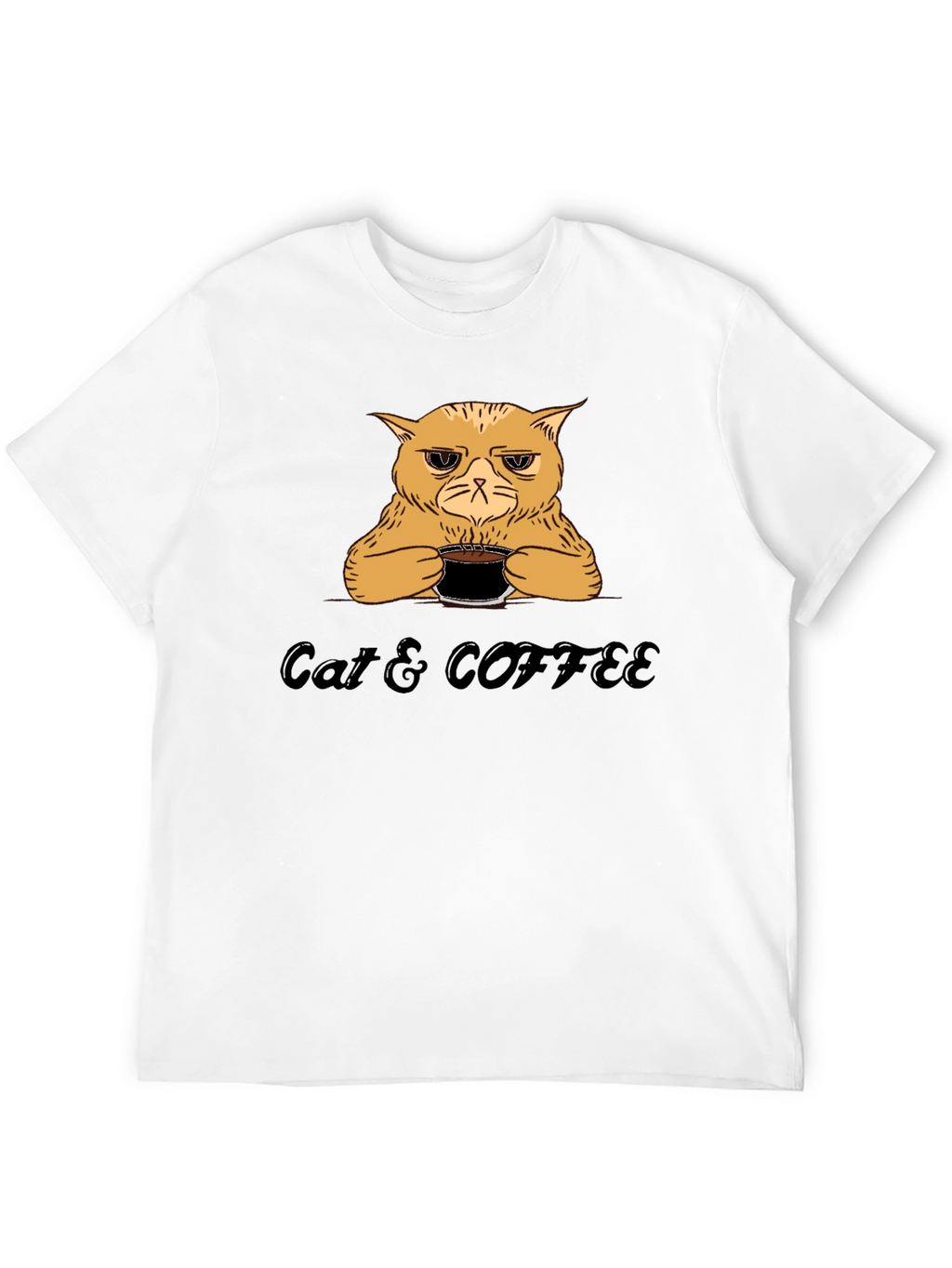 Cat & Coffee Graphic T-Shirt - Funny Novelty Tee