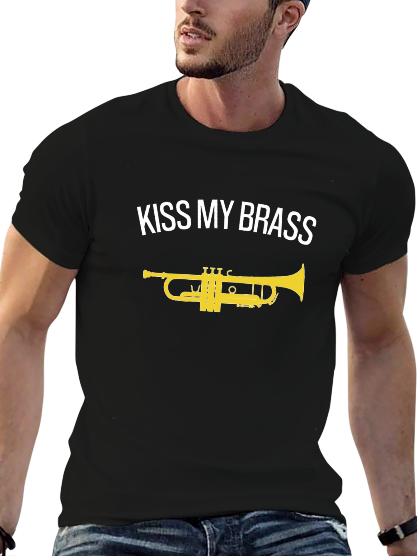 Kiss My Brass Trumpet Black T-Shirt