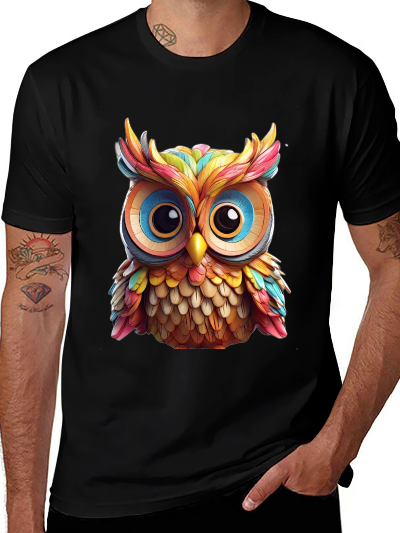 Rainbow Owl Graphic T-Shirt