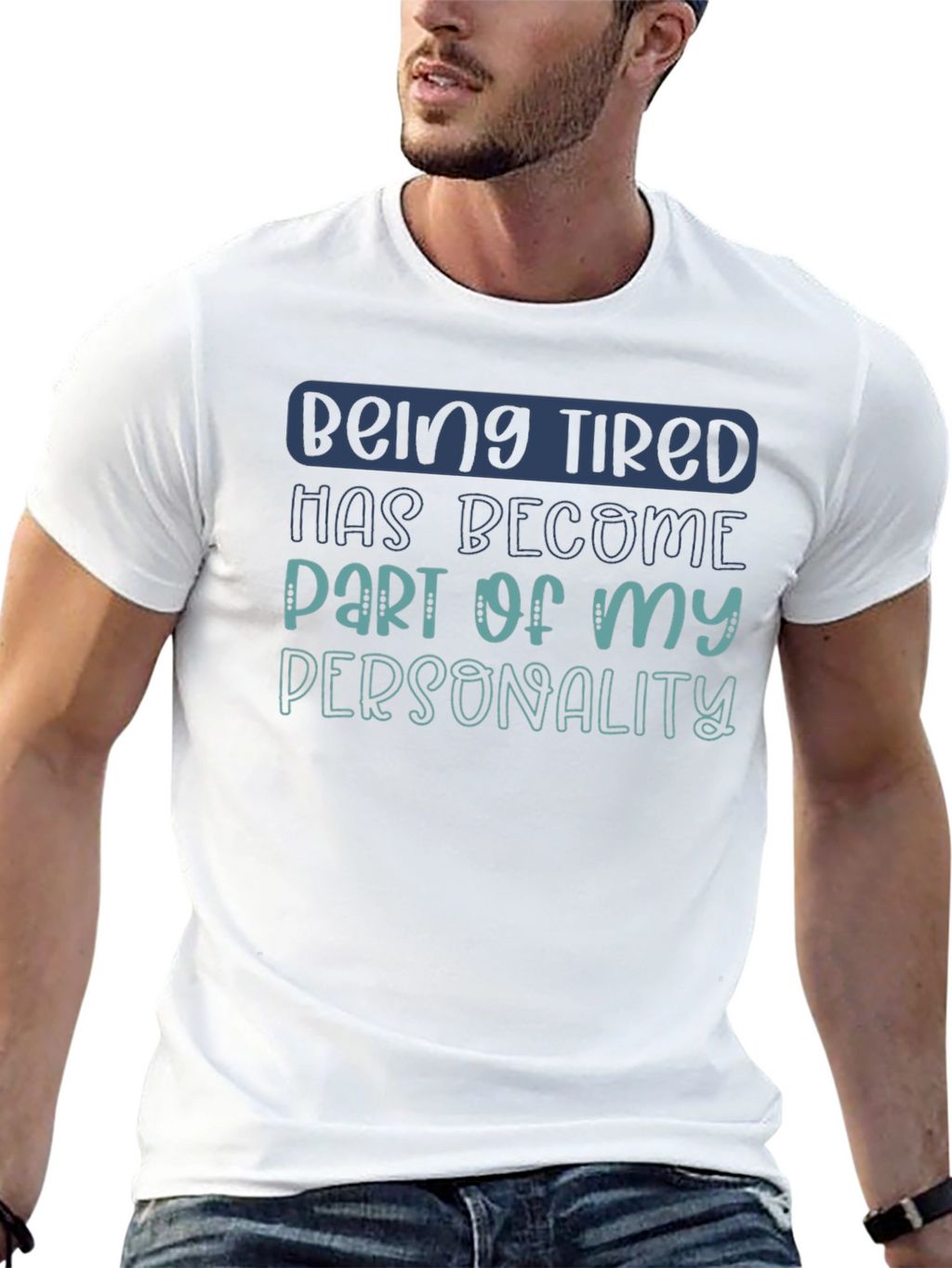 Being Tired Personality Black Graphic Tee