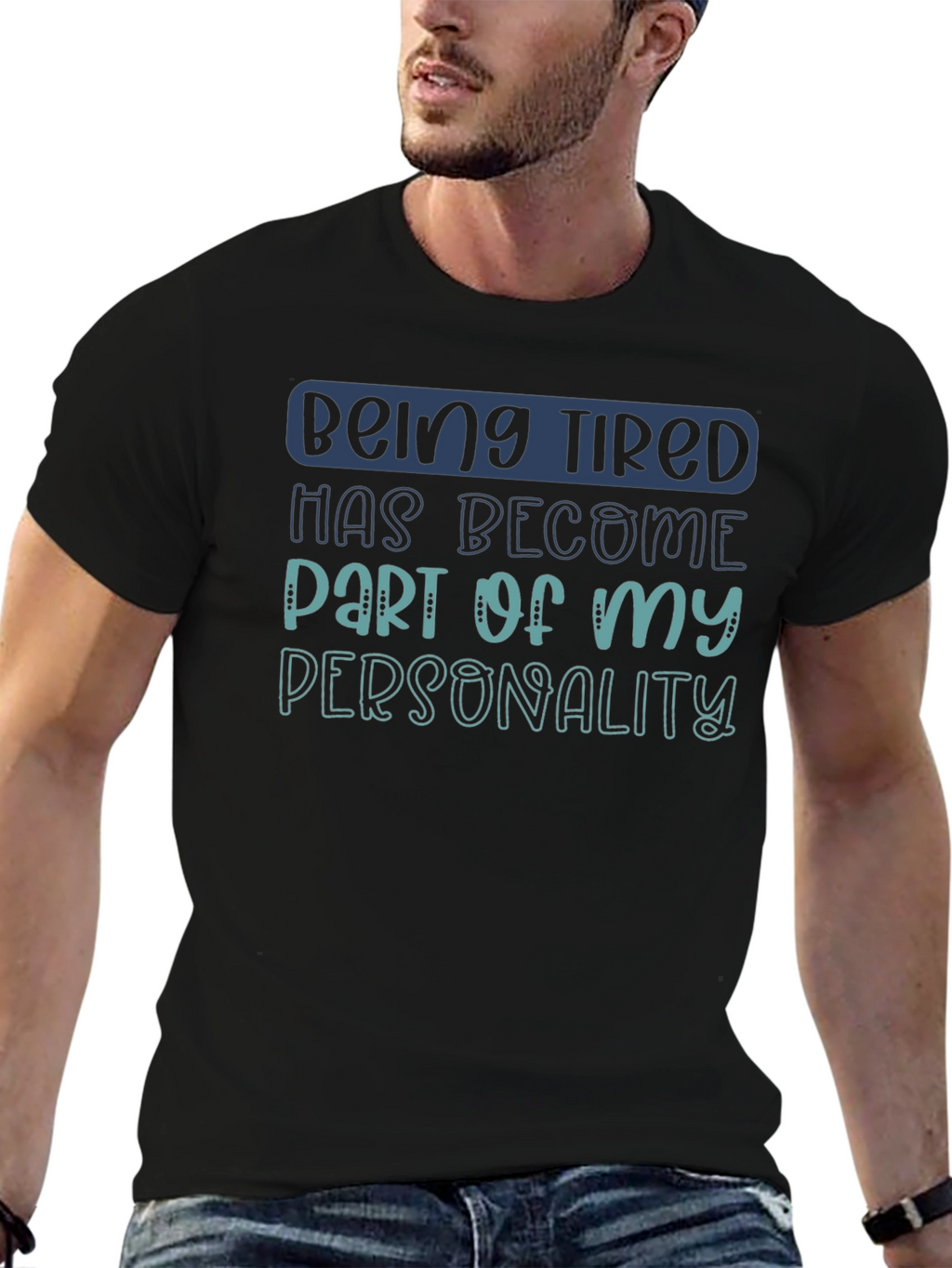 Being Tired Personality Black Graphic Tee