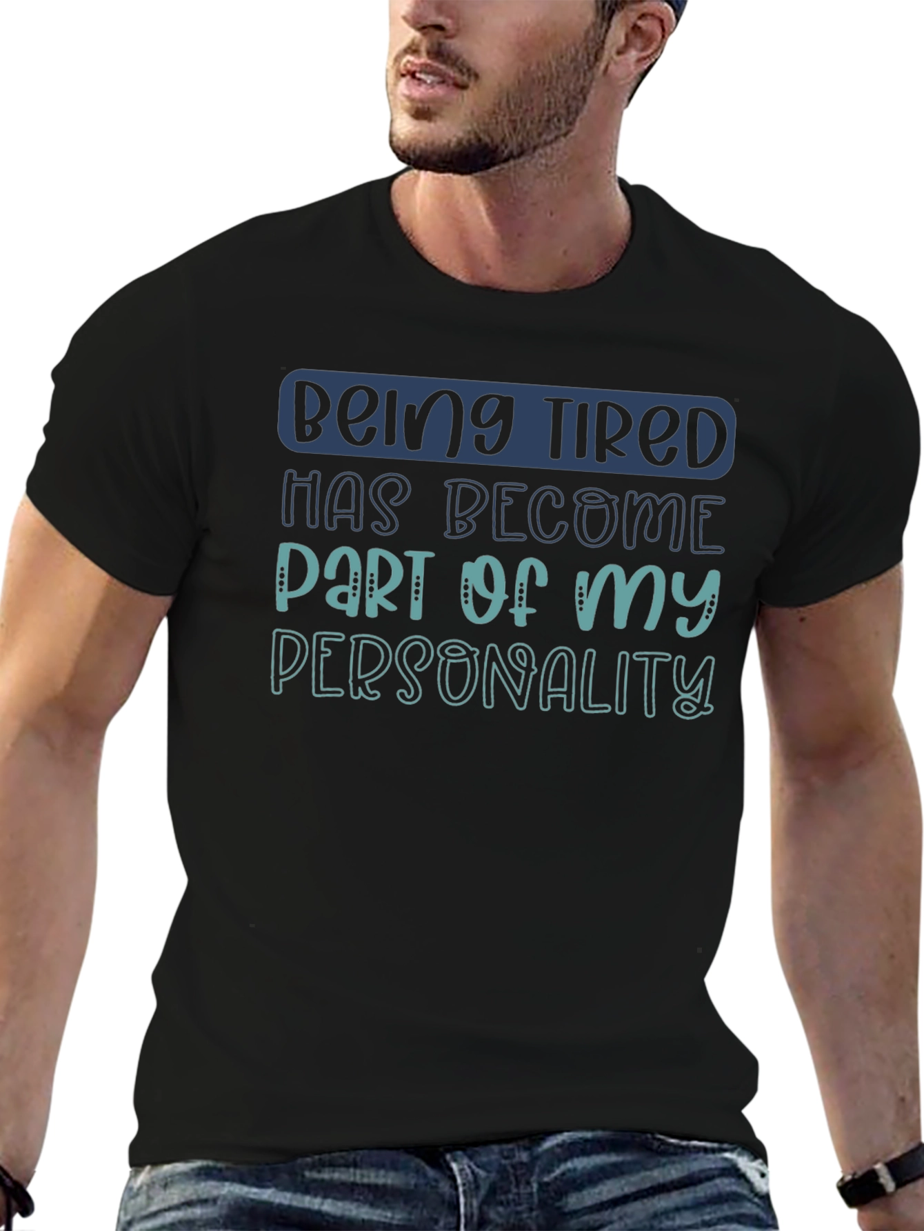 Being Tired Personality Black Graphic Tee