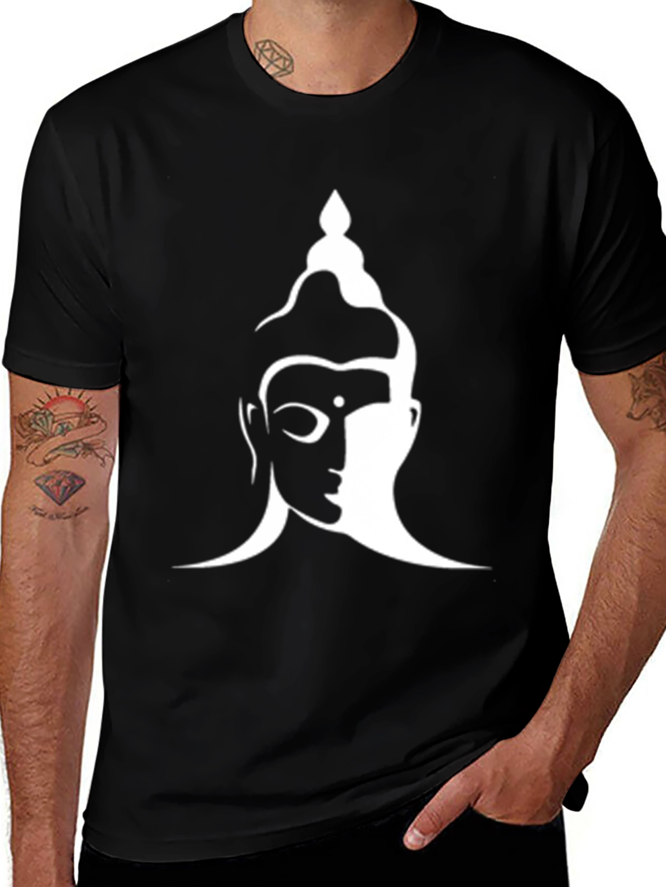 Buddha Graphic Print Black T-Shirt