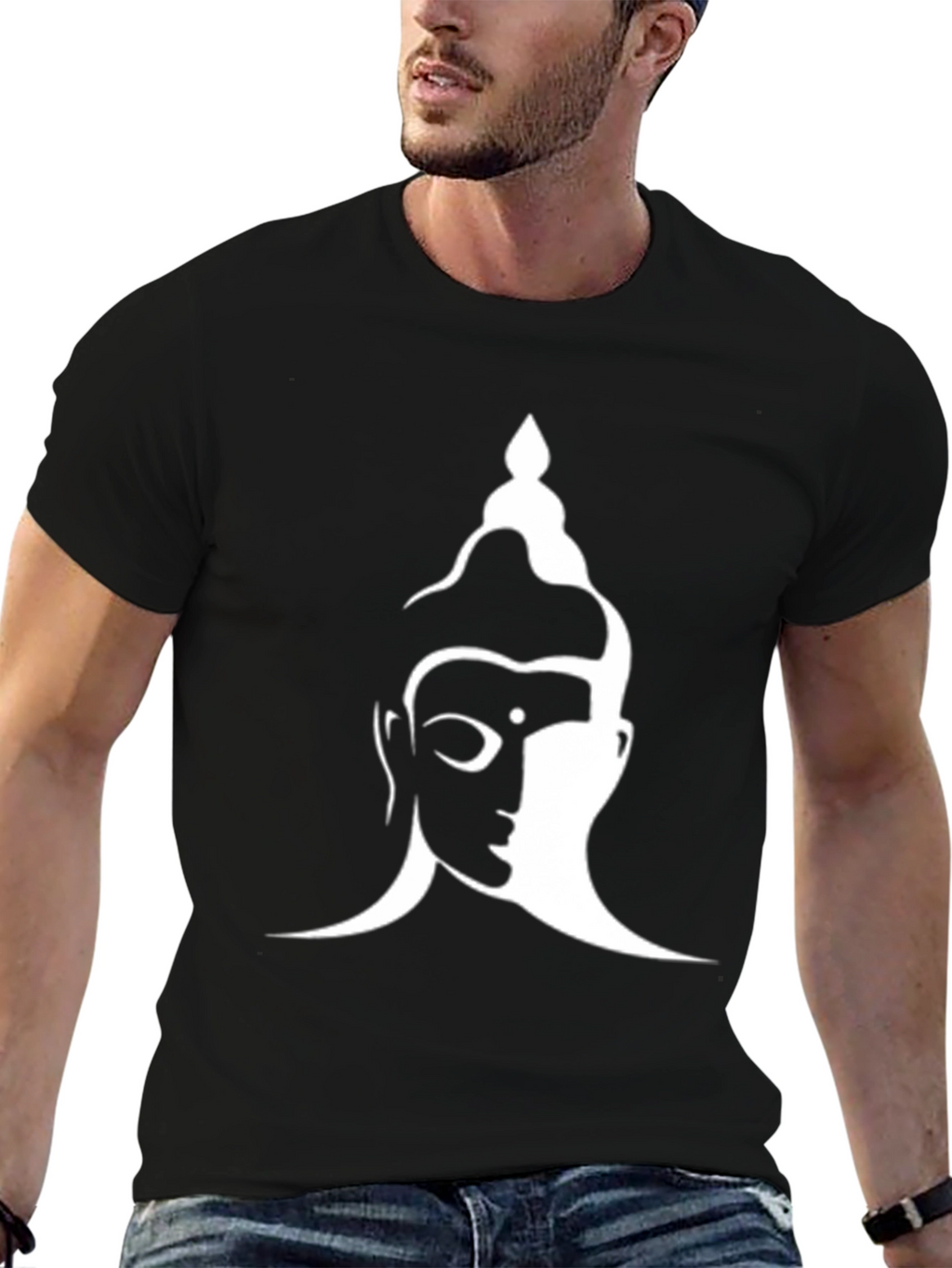 Buddha Graphic Print Black T-Shirt